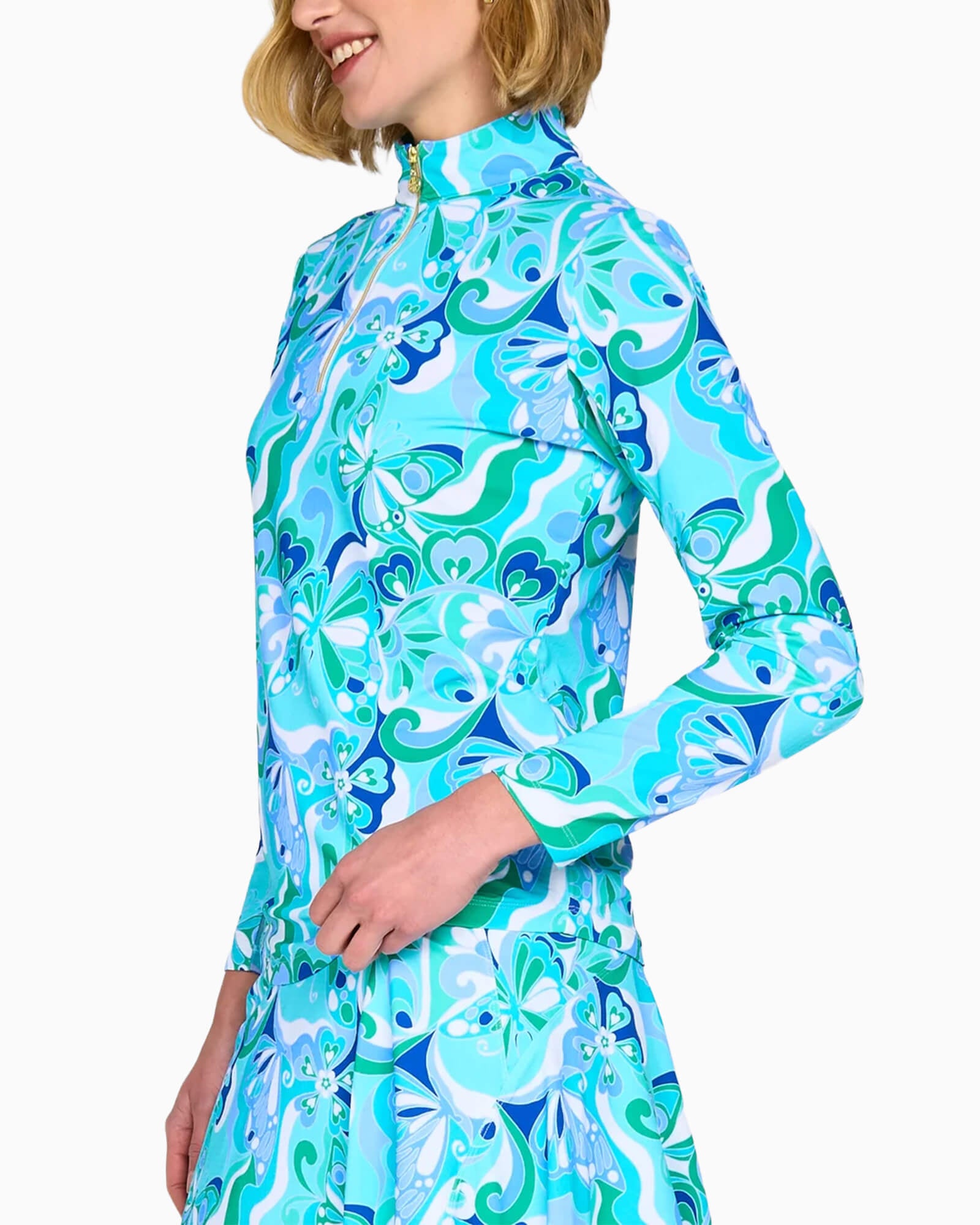Women's Long Sleeve Performance Top Blue Papillon