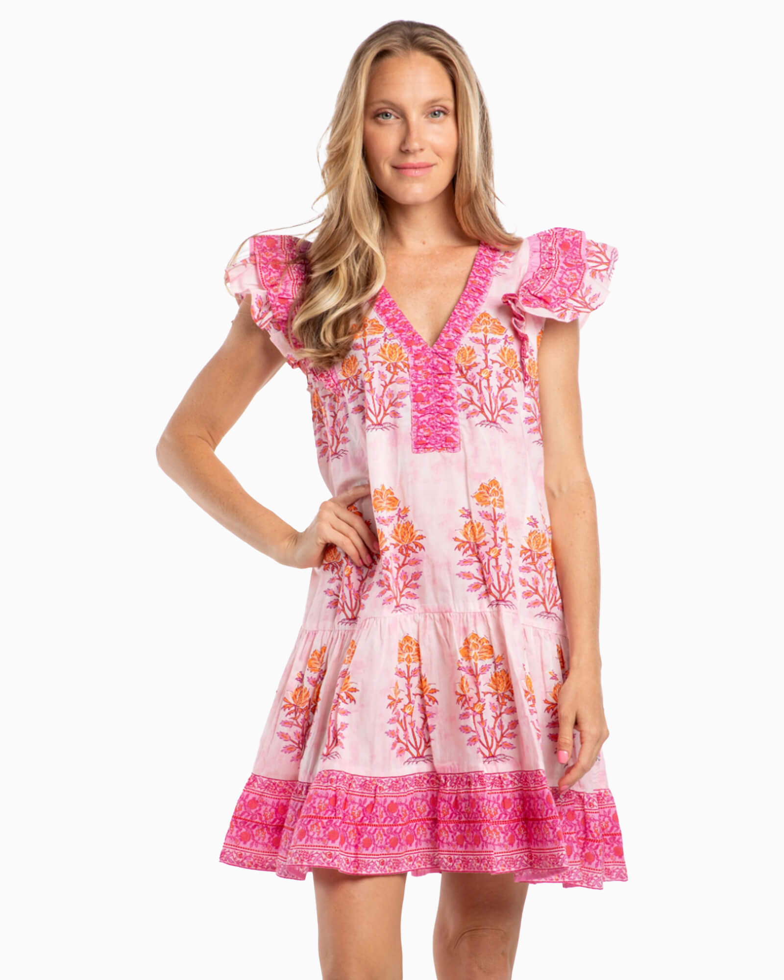 Bindu Kaila Dress Pink/Orange - Purple Poppy