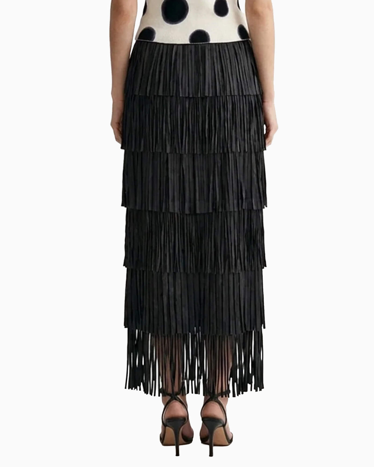 Akira Fringe Plissé Satin Skirt