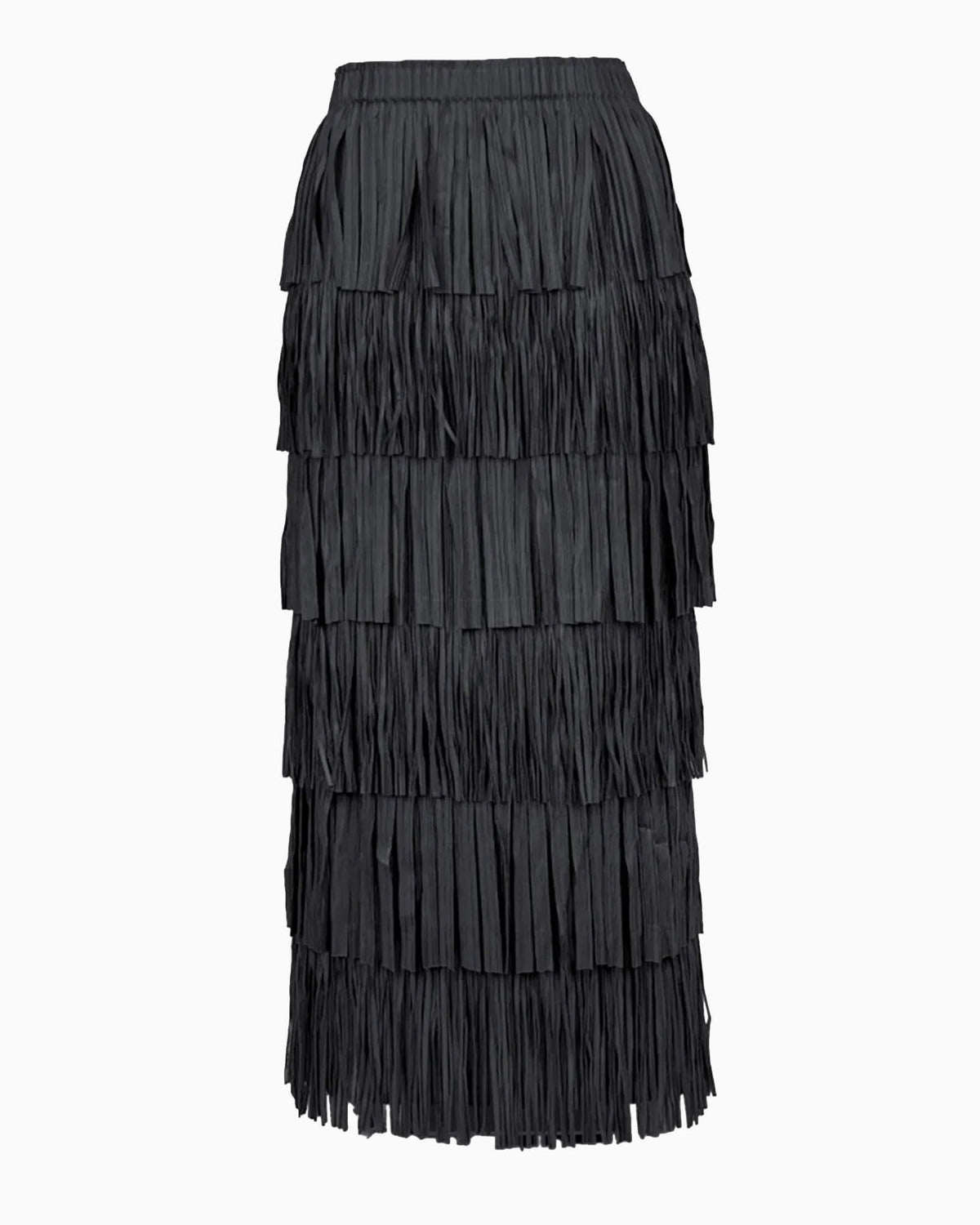 Akira Fringe Plissé Satin Skirt