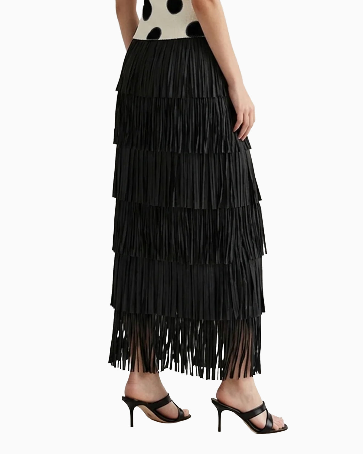 Akira Fringe Plissé Satin Skirt