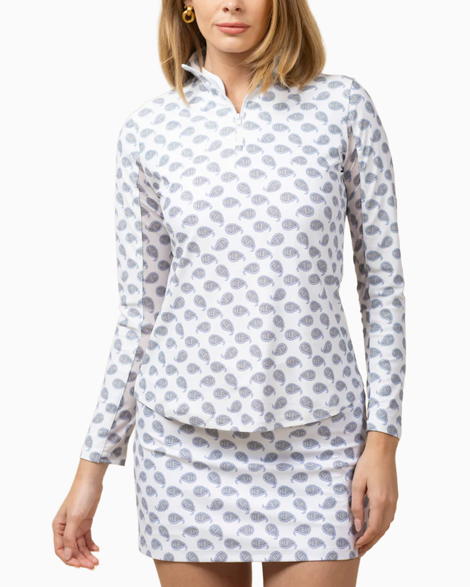 The Ava 1/4 Zip Pullover Mist Paisley