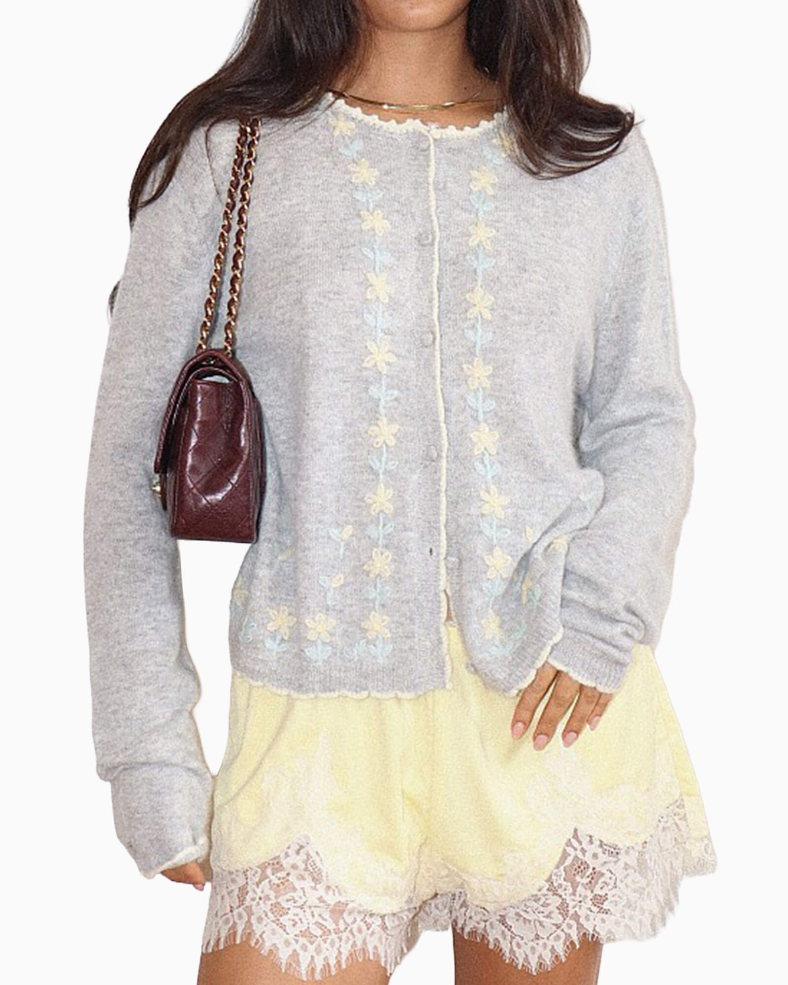 Daisy Embroidered Knit Cardigan