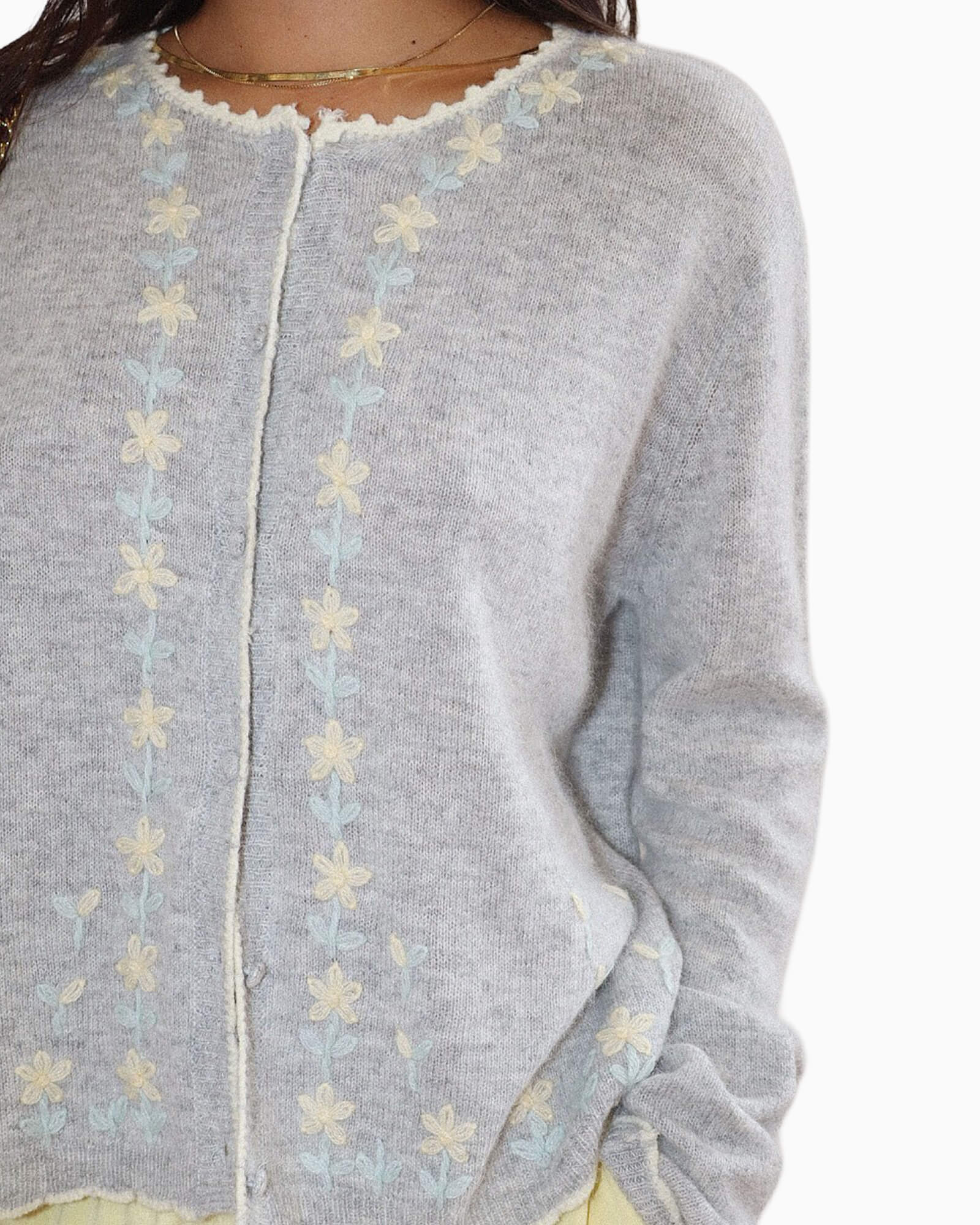 Daisy Embroidered Knit Cardigan