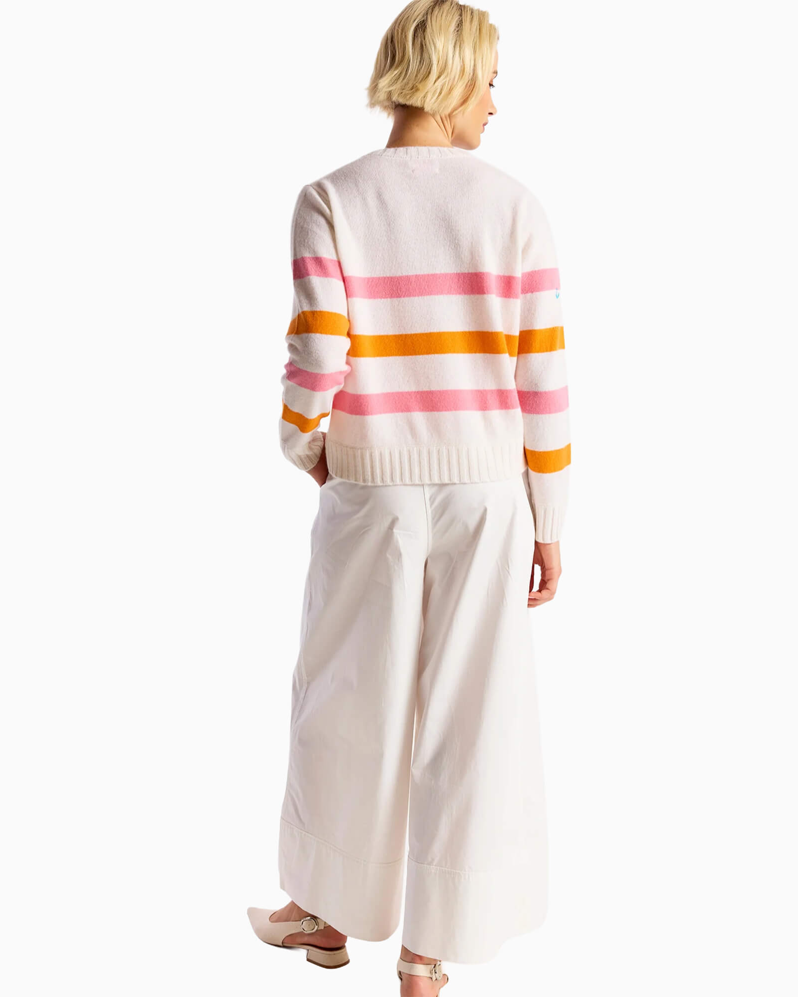 Beach Embroidery Cashmere Crew Neck Jumper