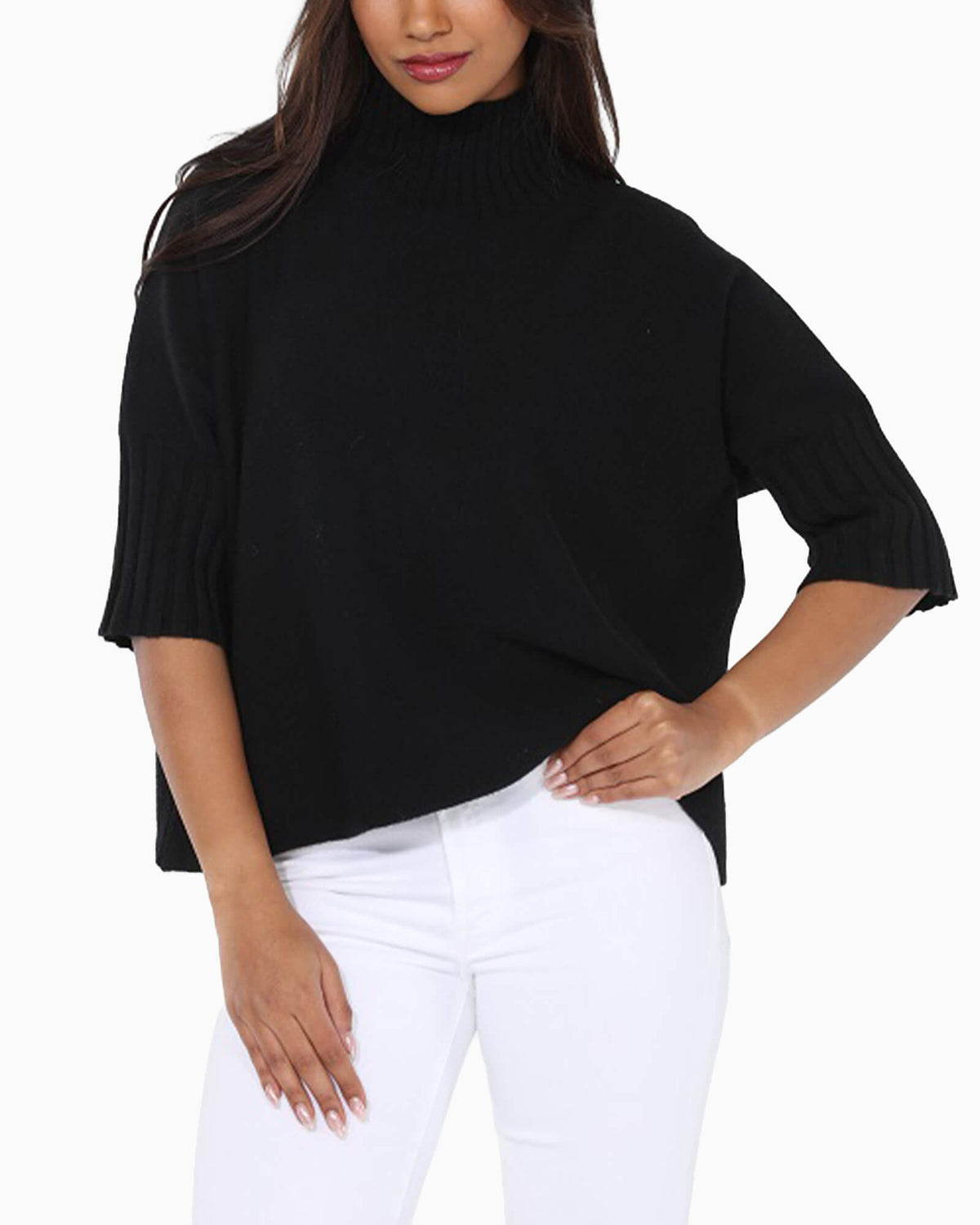 Mock Neck Swing Sweater Black