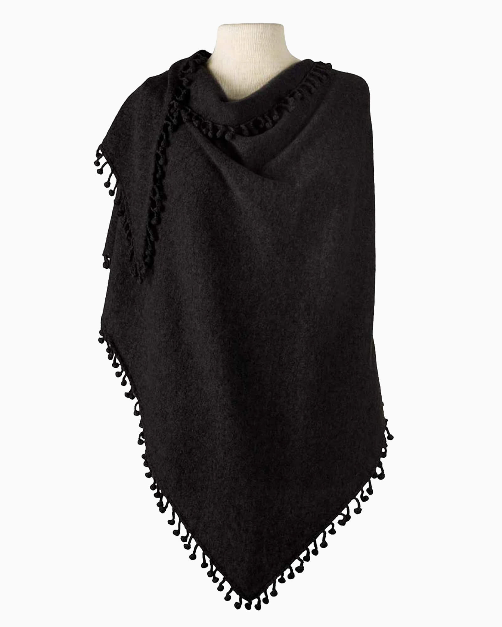 Pom-Pom Triangle Wrap Black