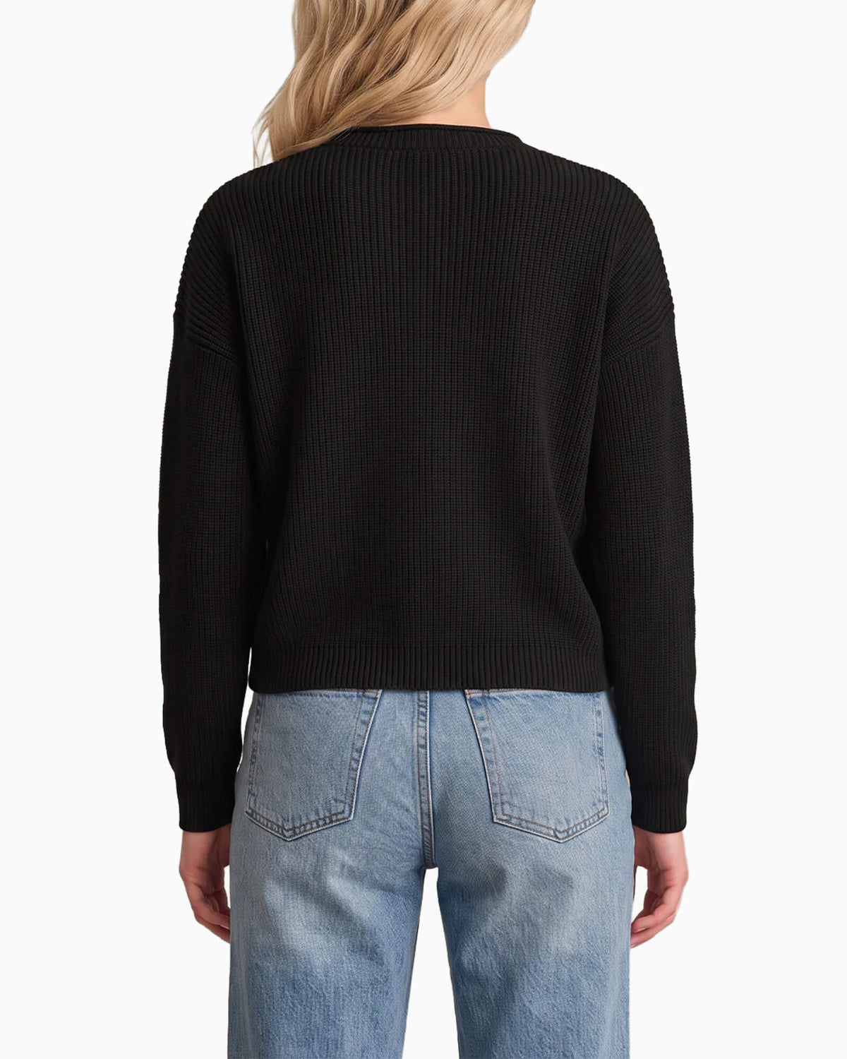 Daphne Cropped Cotton Pullover Black