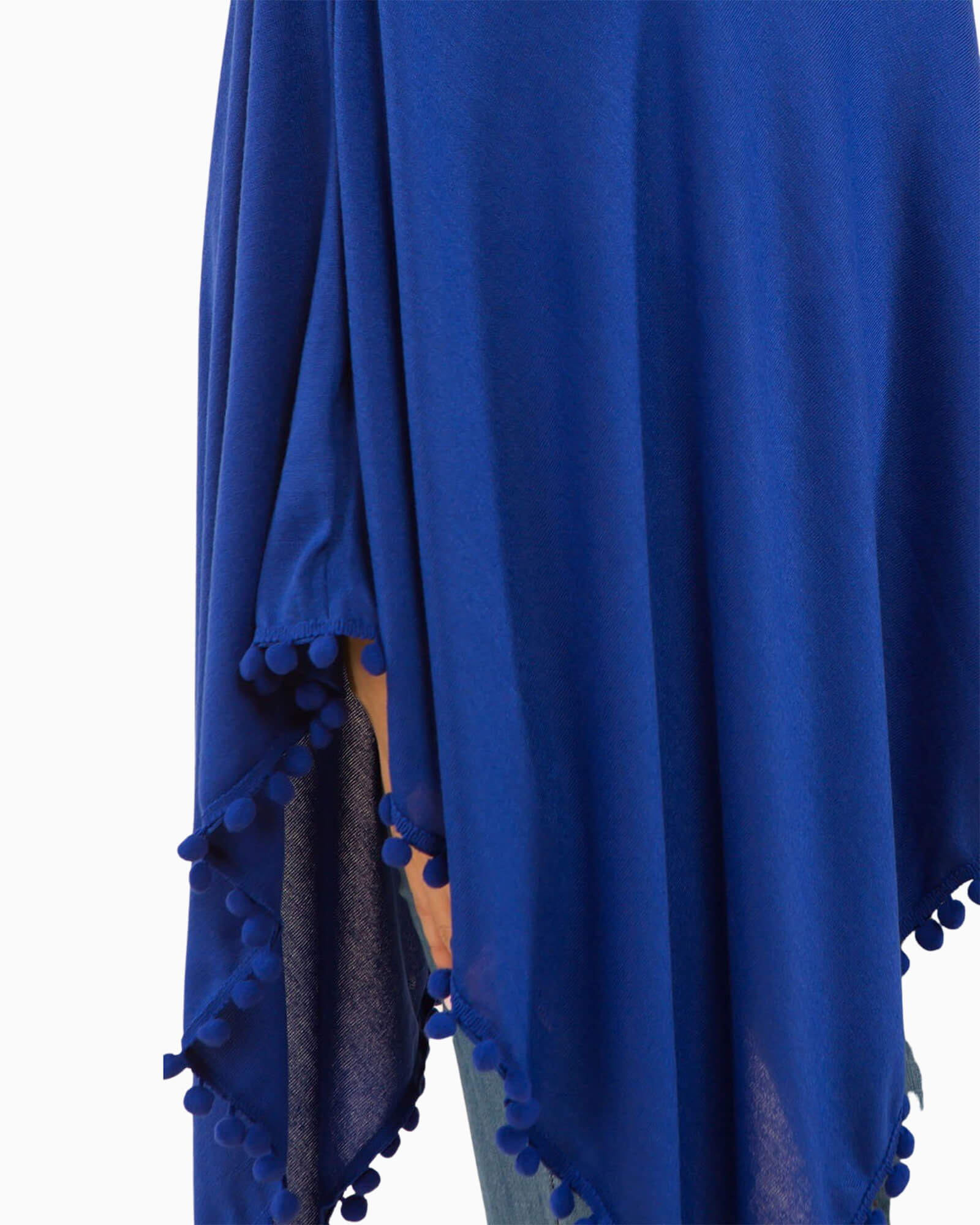 Pom Pom Poncho Blue