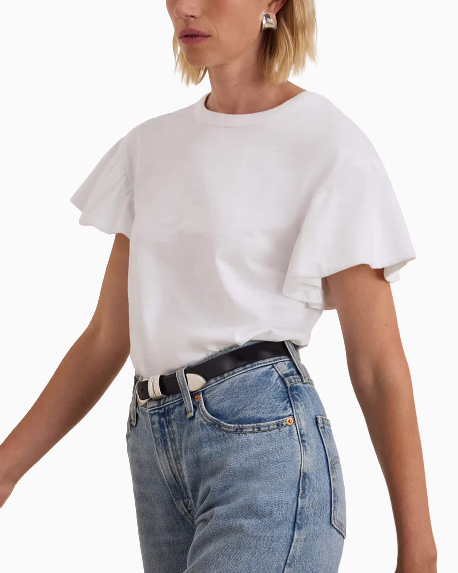 Camille Ruffle Tee White