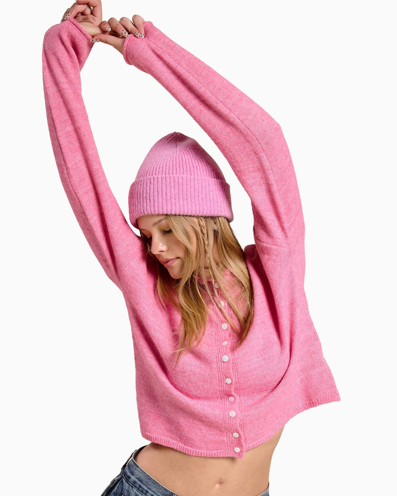 Essential Button Down Cardigan Top Barbie
