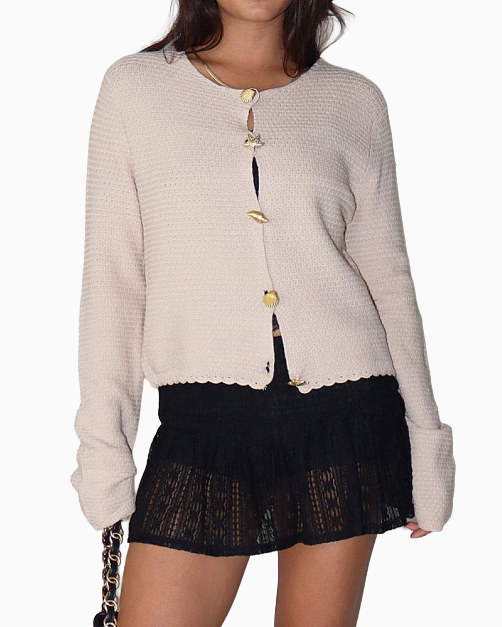 Seashell Button Knit Cardigan