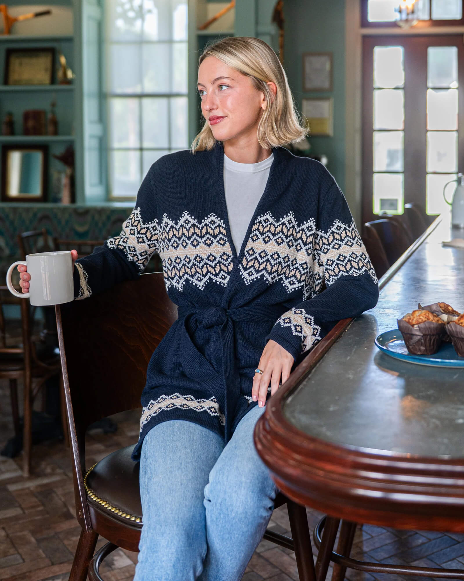 Navy Tie Front Cardigan