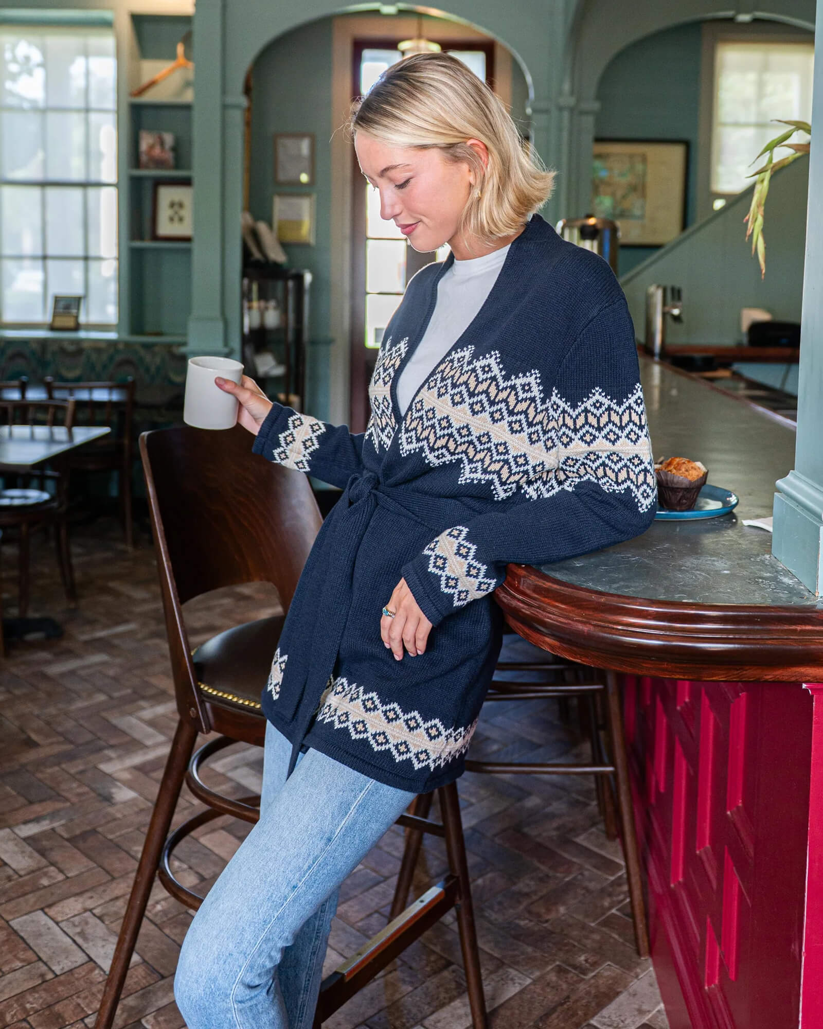 Navy Tie Front Cardigan