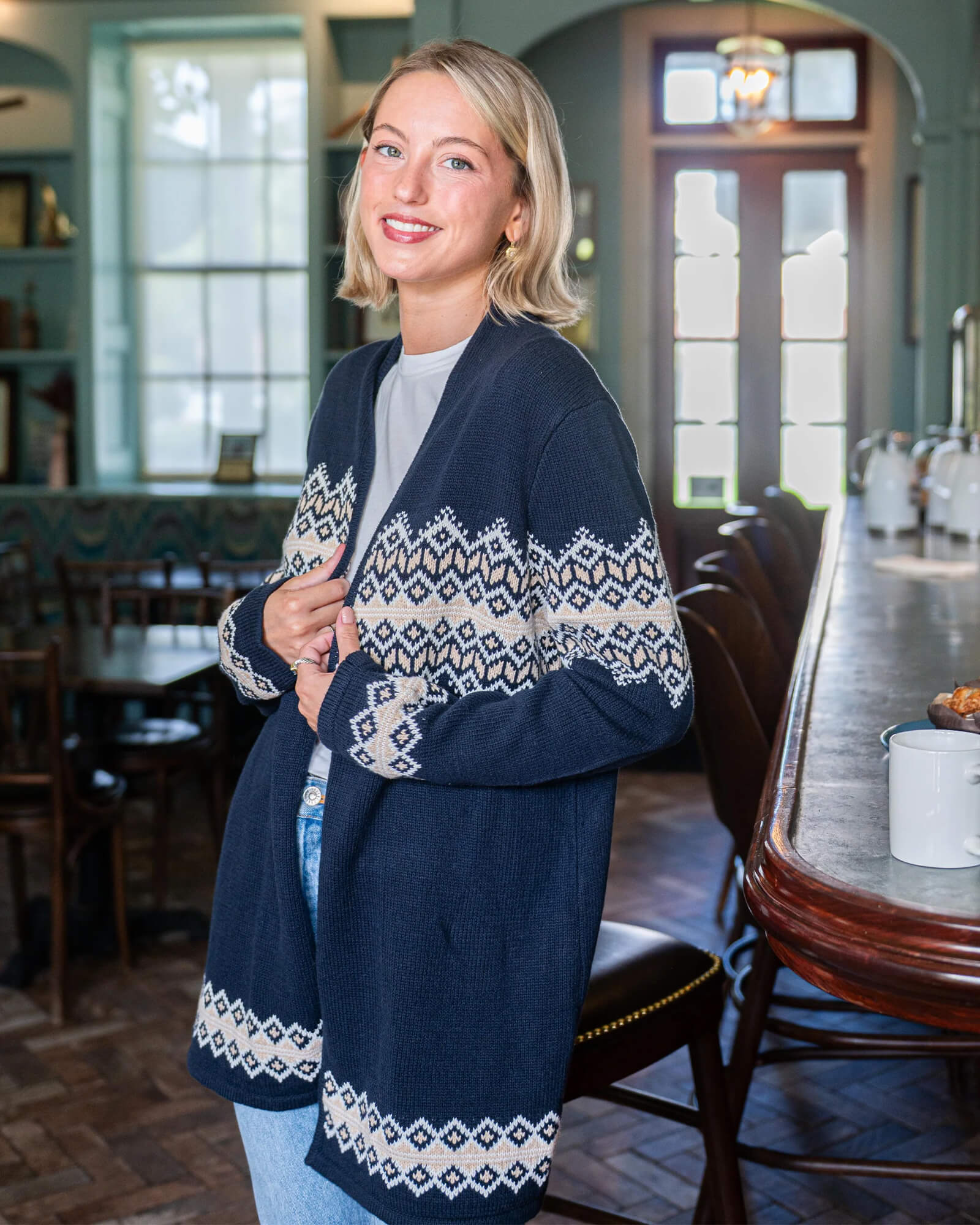 Navy Tie Front Cardigan