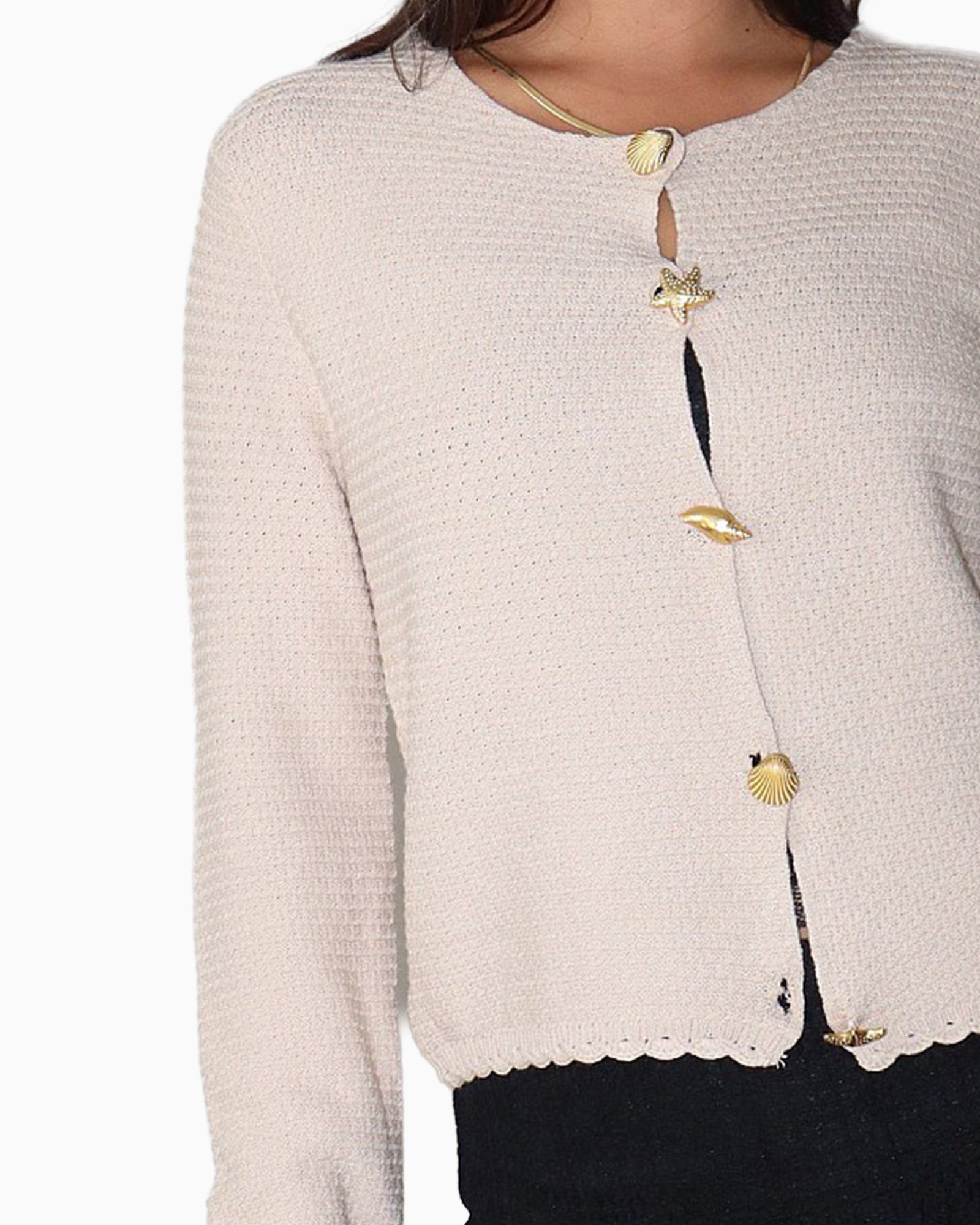 Seashell Button Knit Cardigan