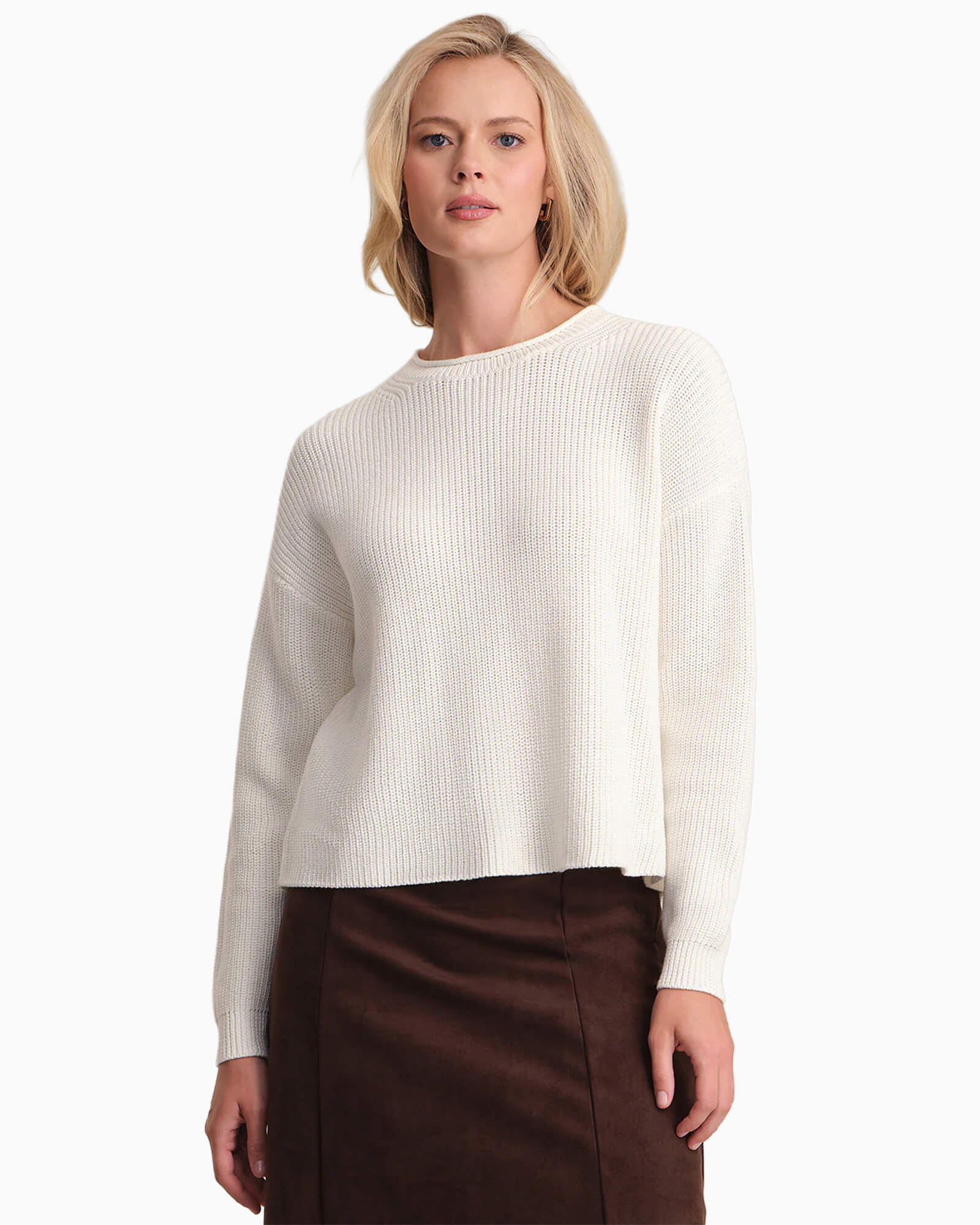 Daphne Cropped Cotton Pullover Chalk