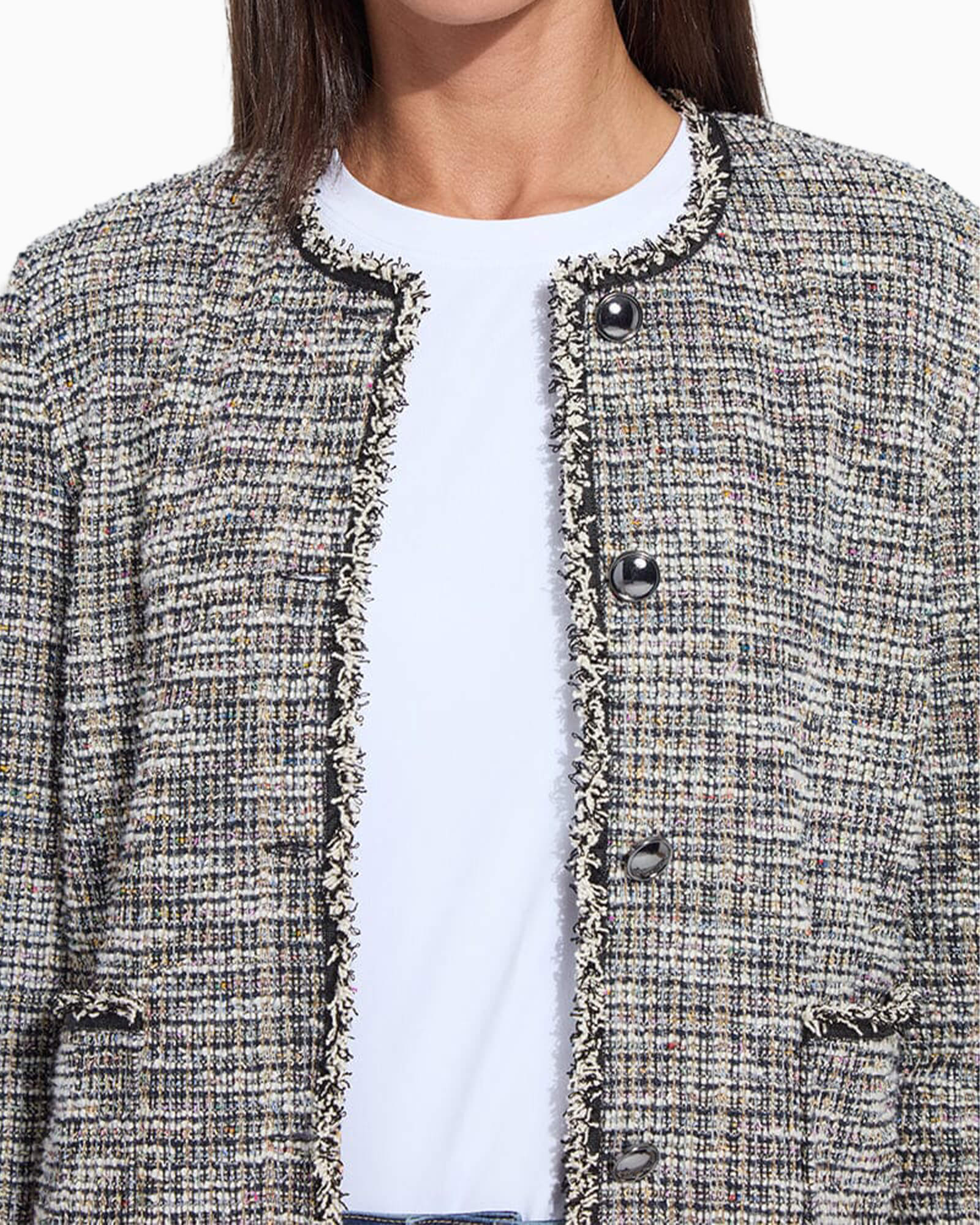 Charlotte Collarless Tweed Jacket | Women's Clothing