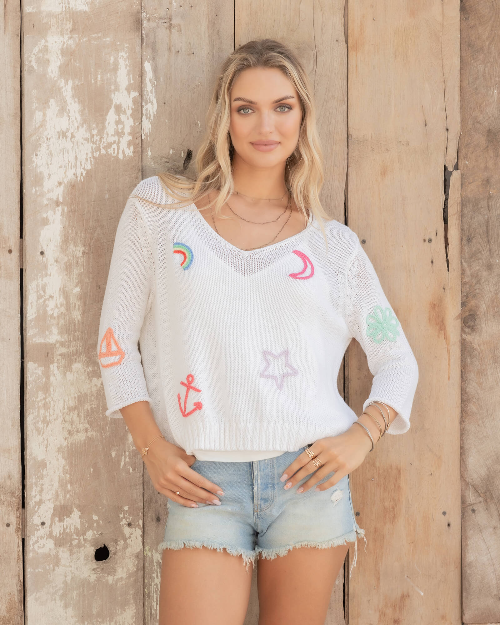 Charms V-Neck Cotton Sweater