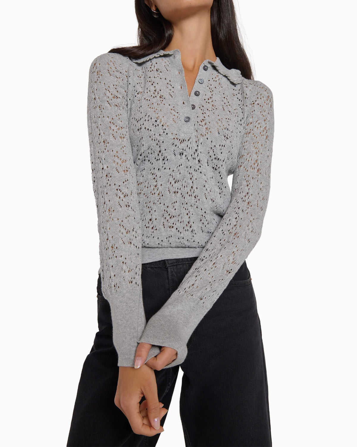 Chloe Lace Sweater Heather Gray