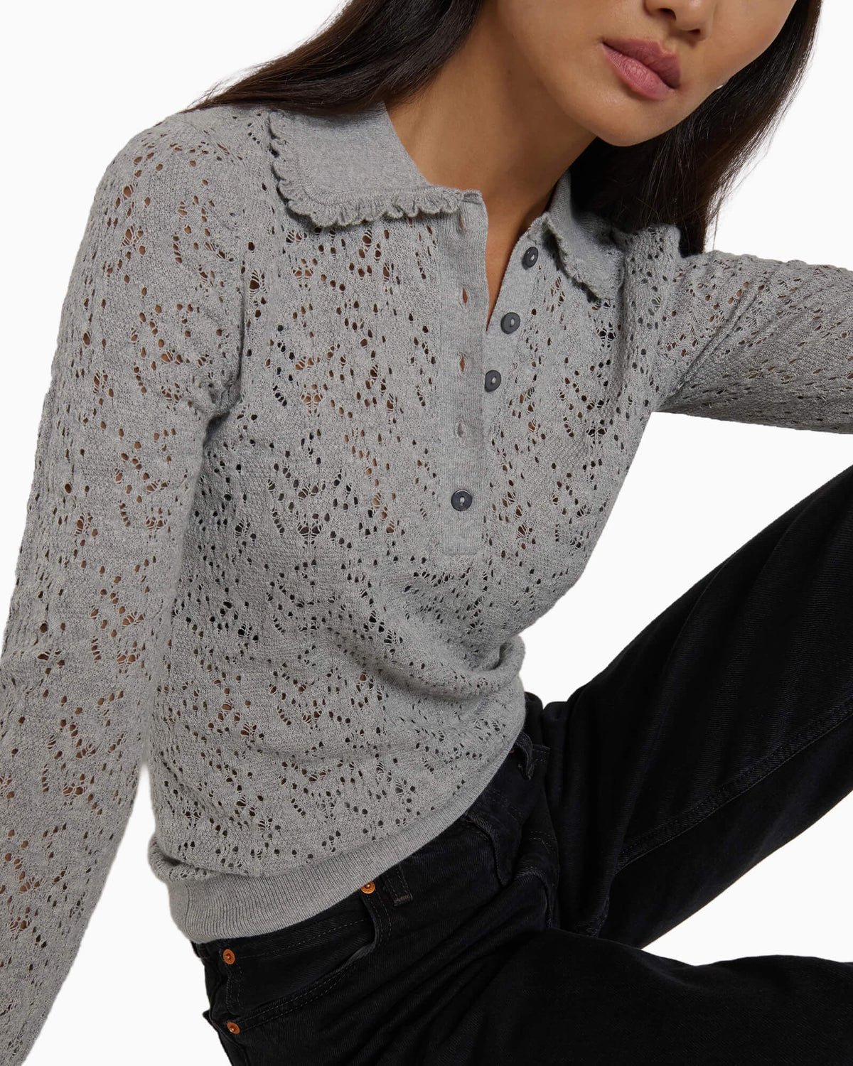 Chloe Lace Sweater Heather Gray