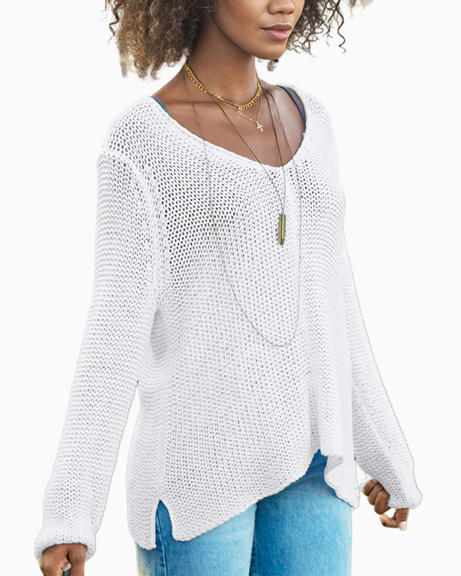 Maui Chunky V-Neck Cotton Sweater