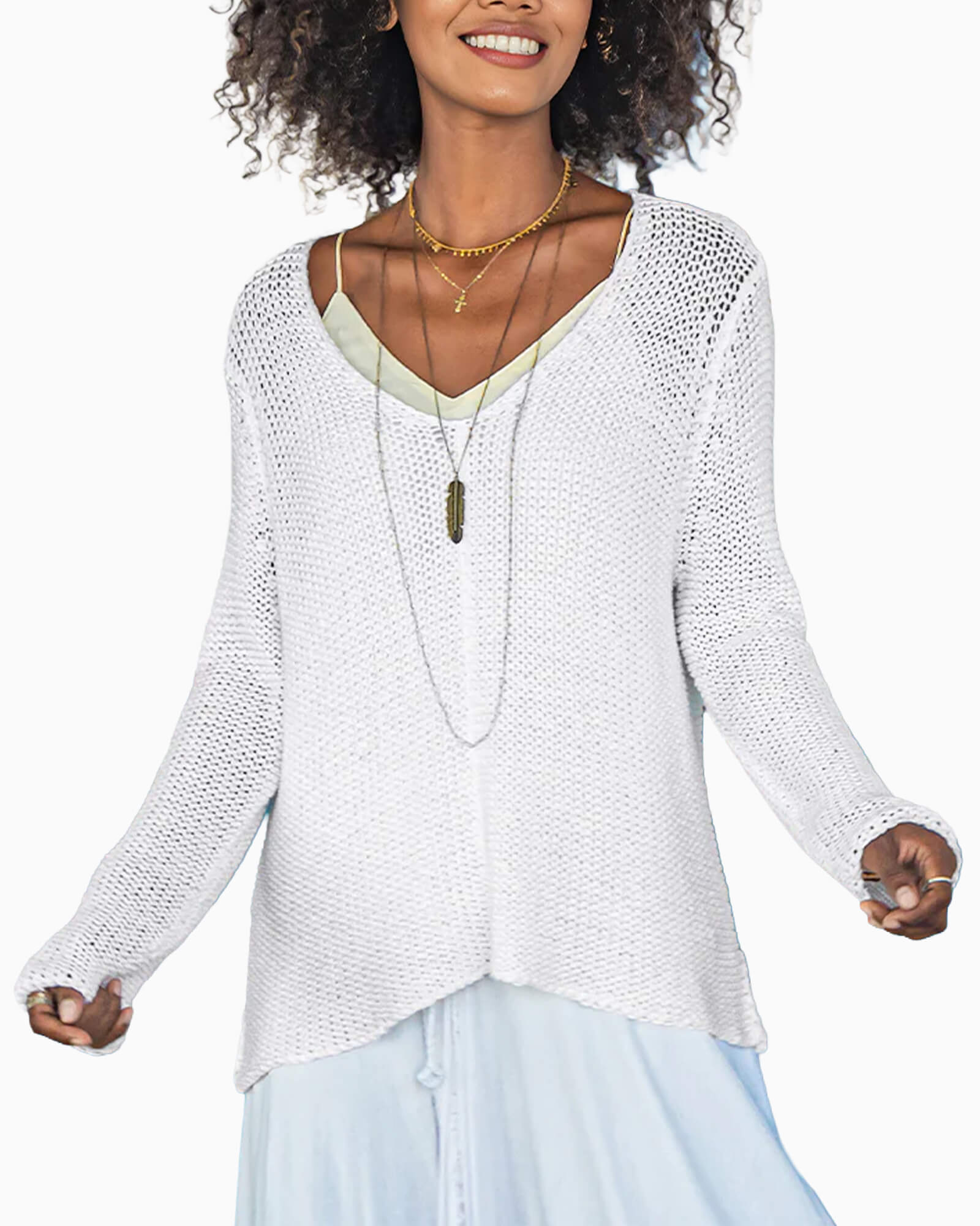 Maui Chunky V-Neck Cotton Sweater