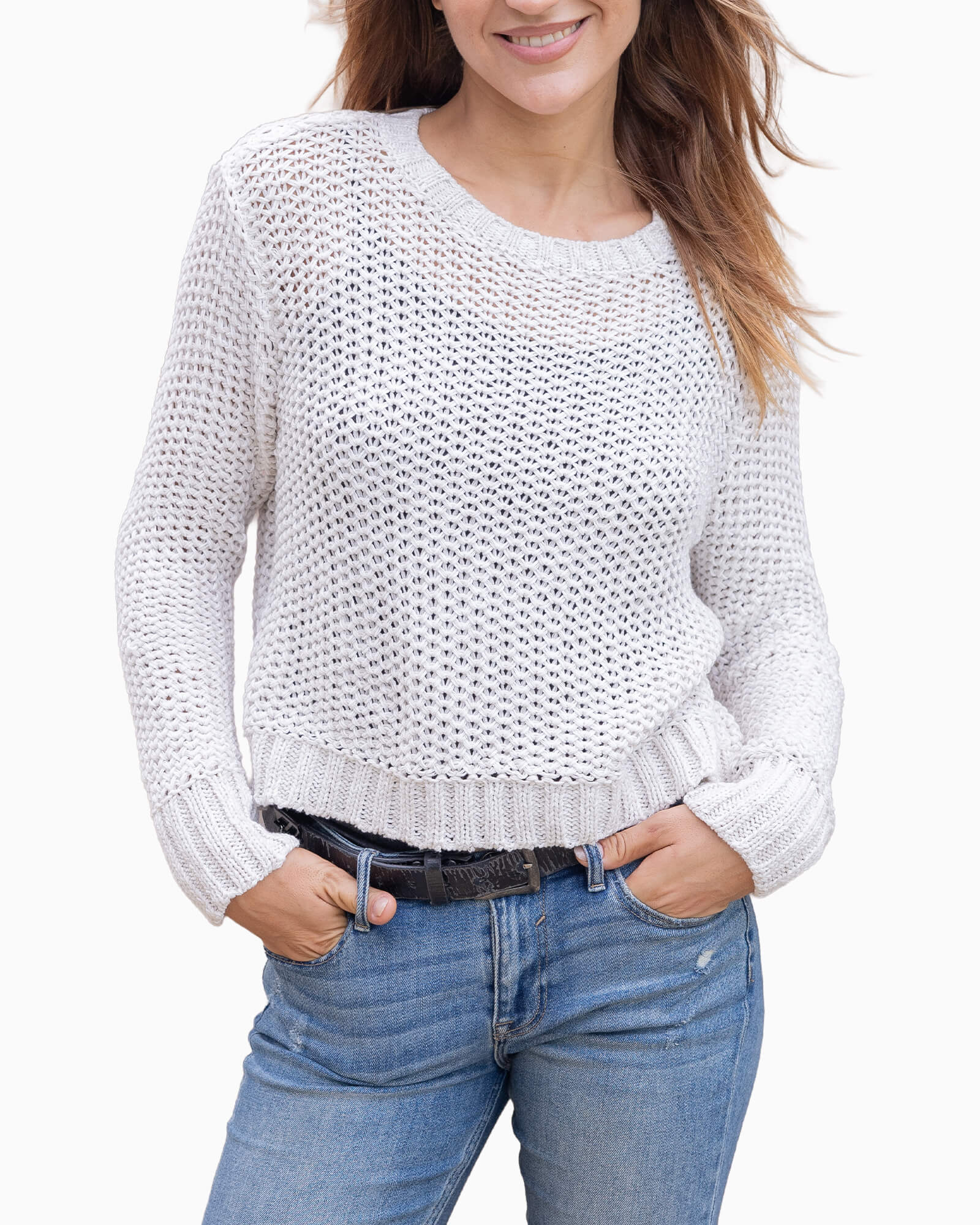 Maura Cropped Chunky Sweater Breaker White