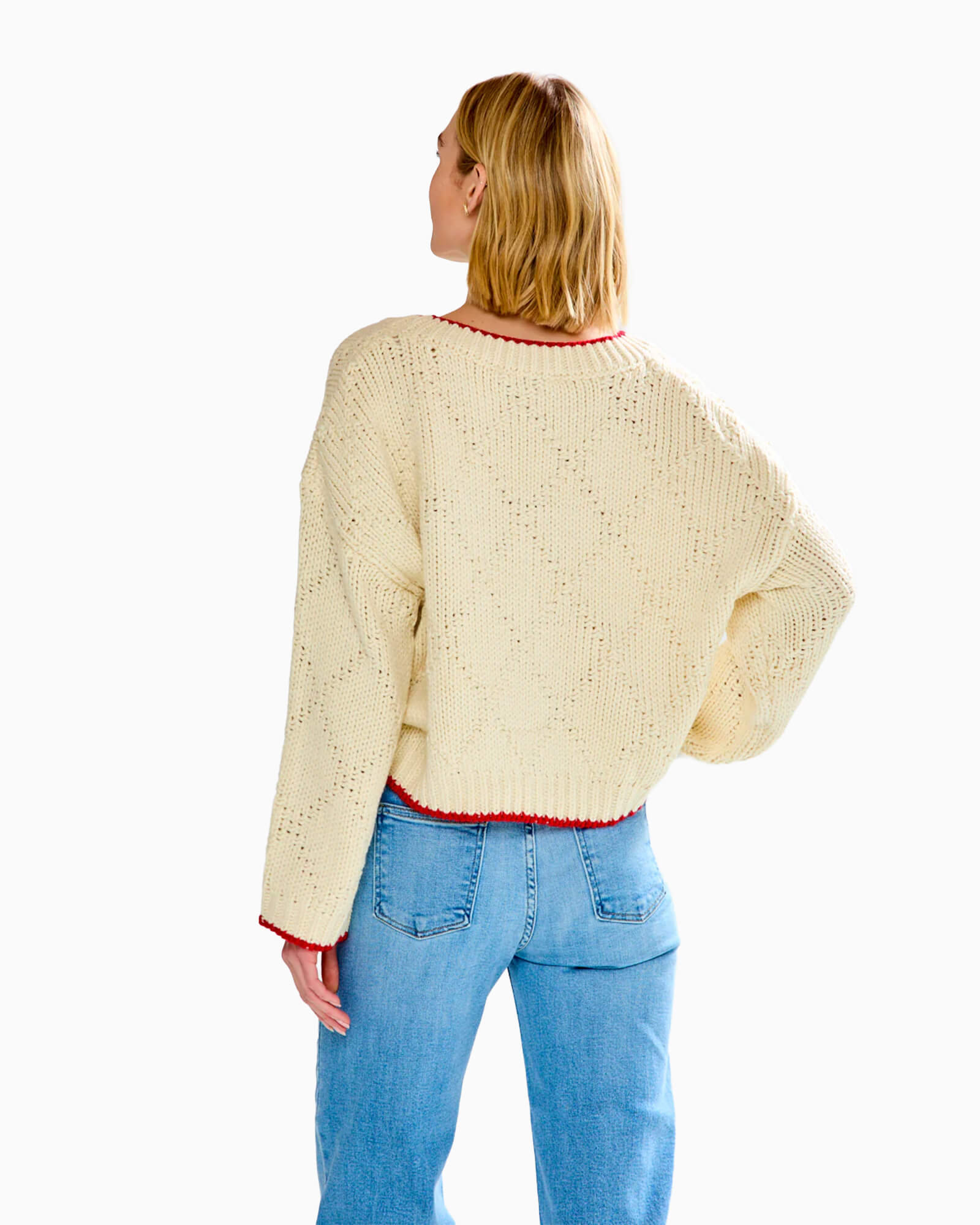 Fish Pullover Sweater Cream/Light Blue - Purple Poppy