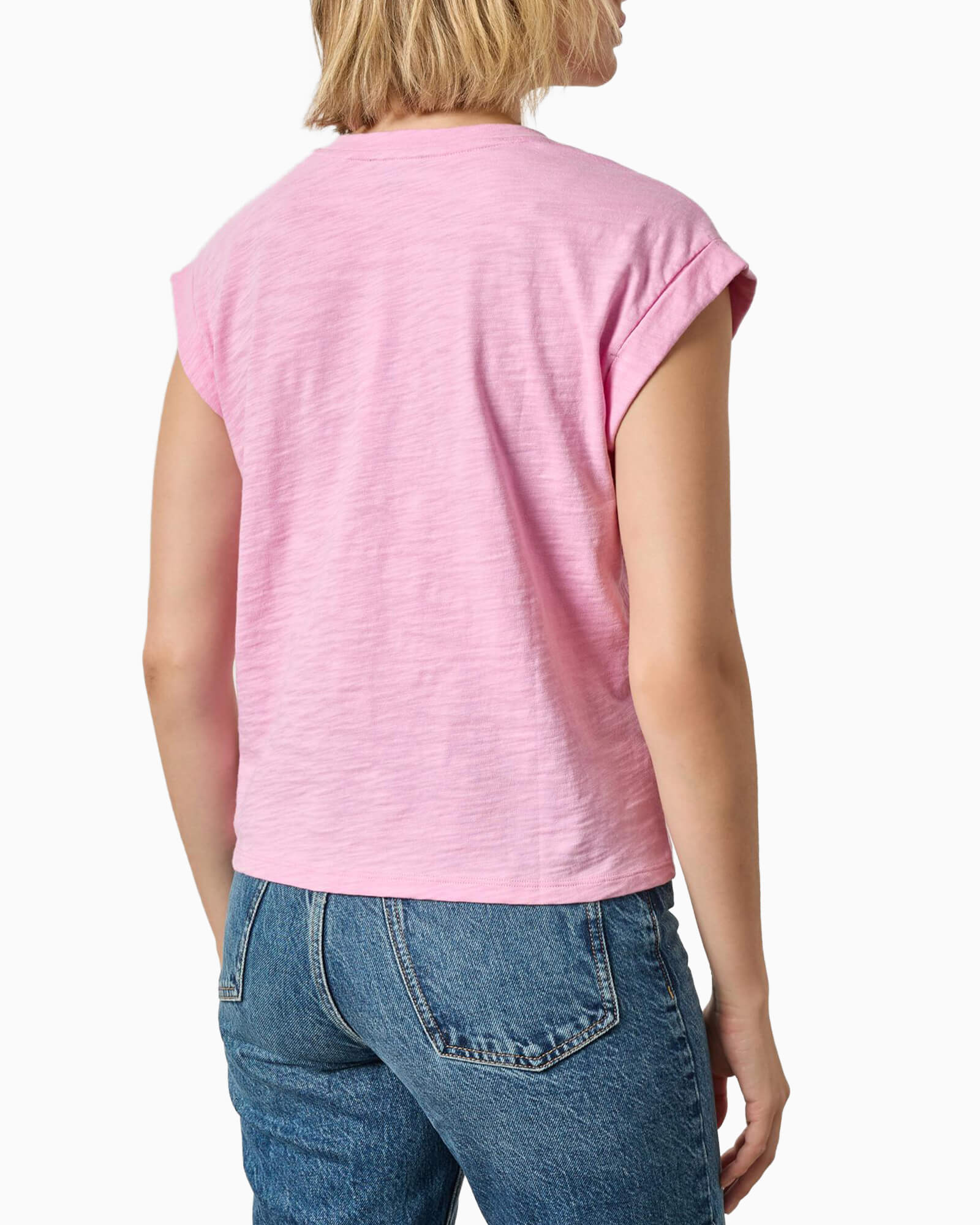 Cuffed Sleeve V-Neck Tee Taffy