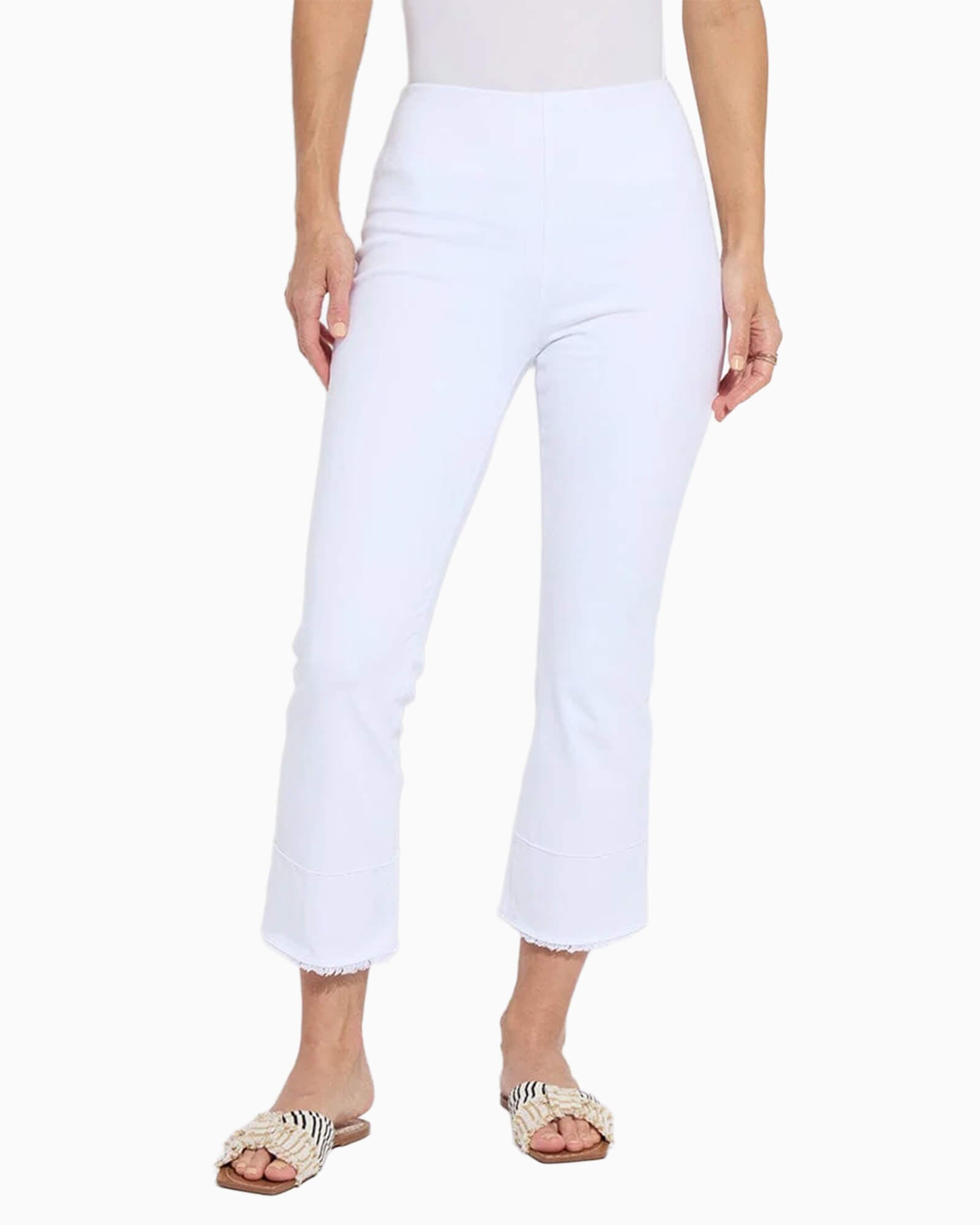 Dara Seamed Hem Crop Denim White