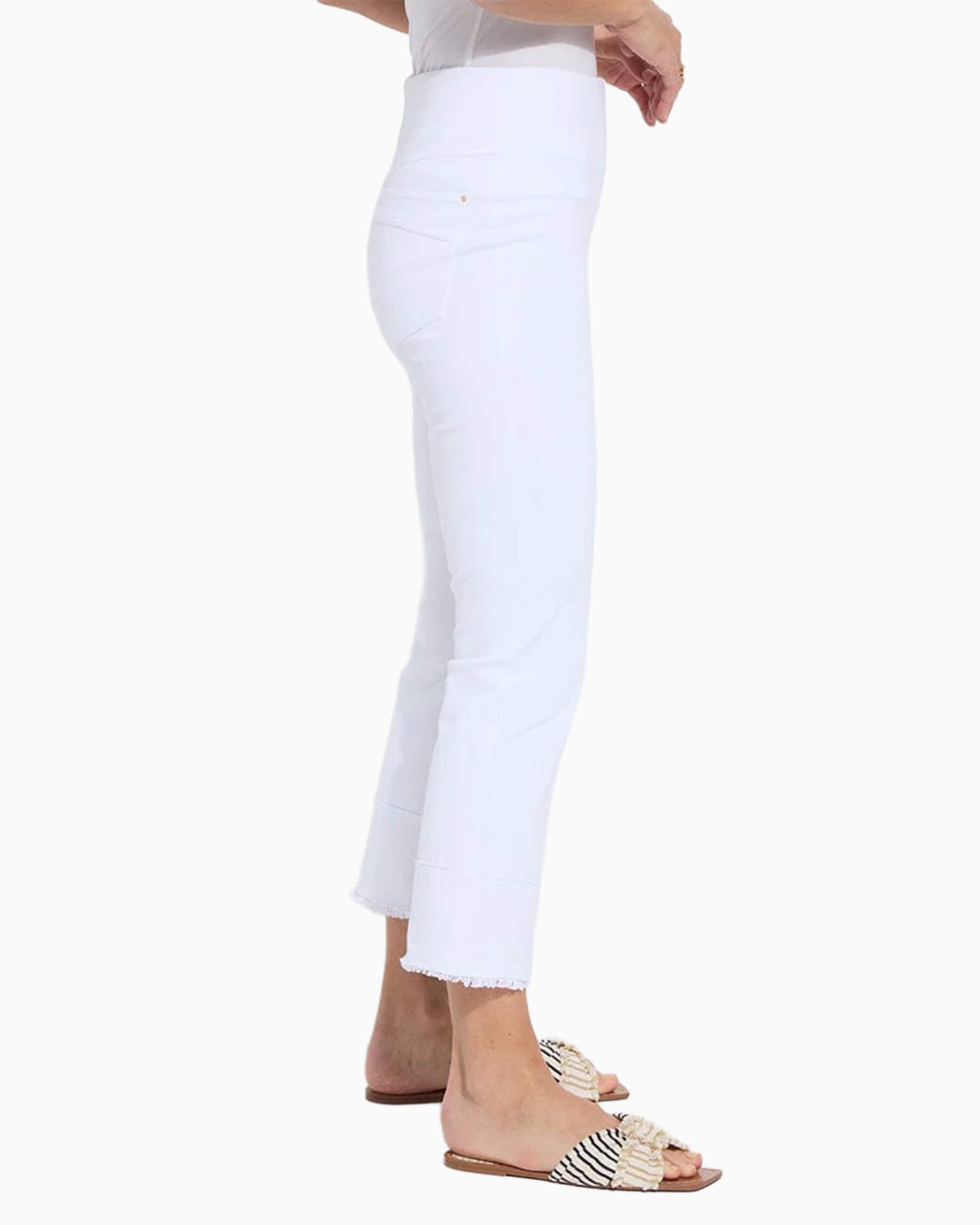 Dara Seamed Hem Crop Denim White