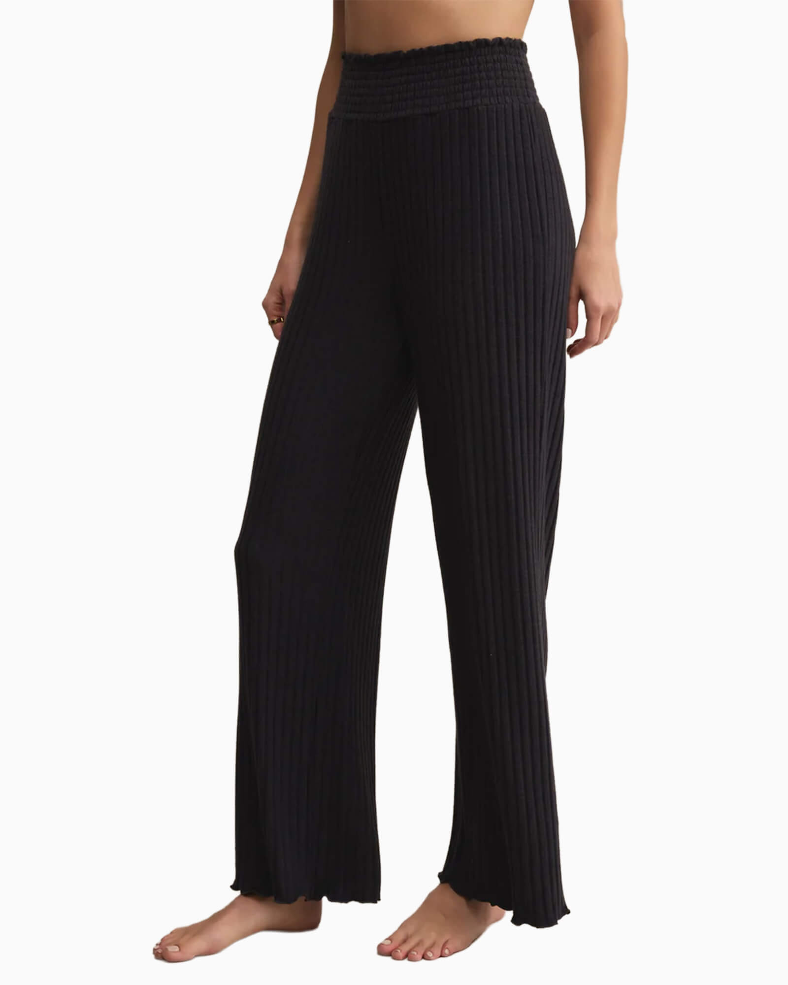 Dawn Smocked Rib Pant Black