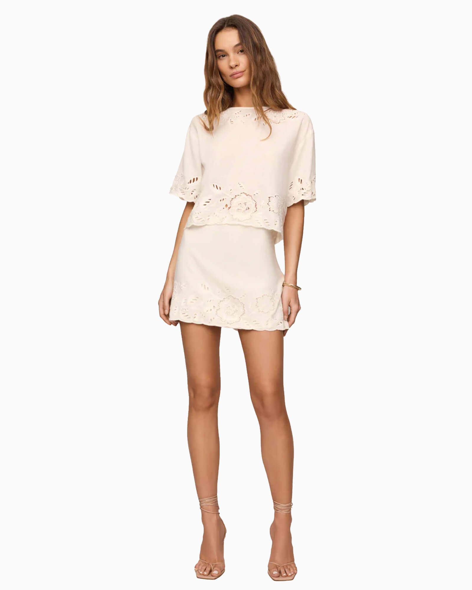 Daya Embroidered Linen Mini Skirt