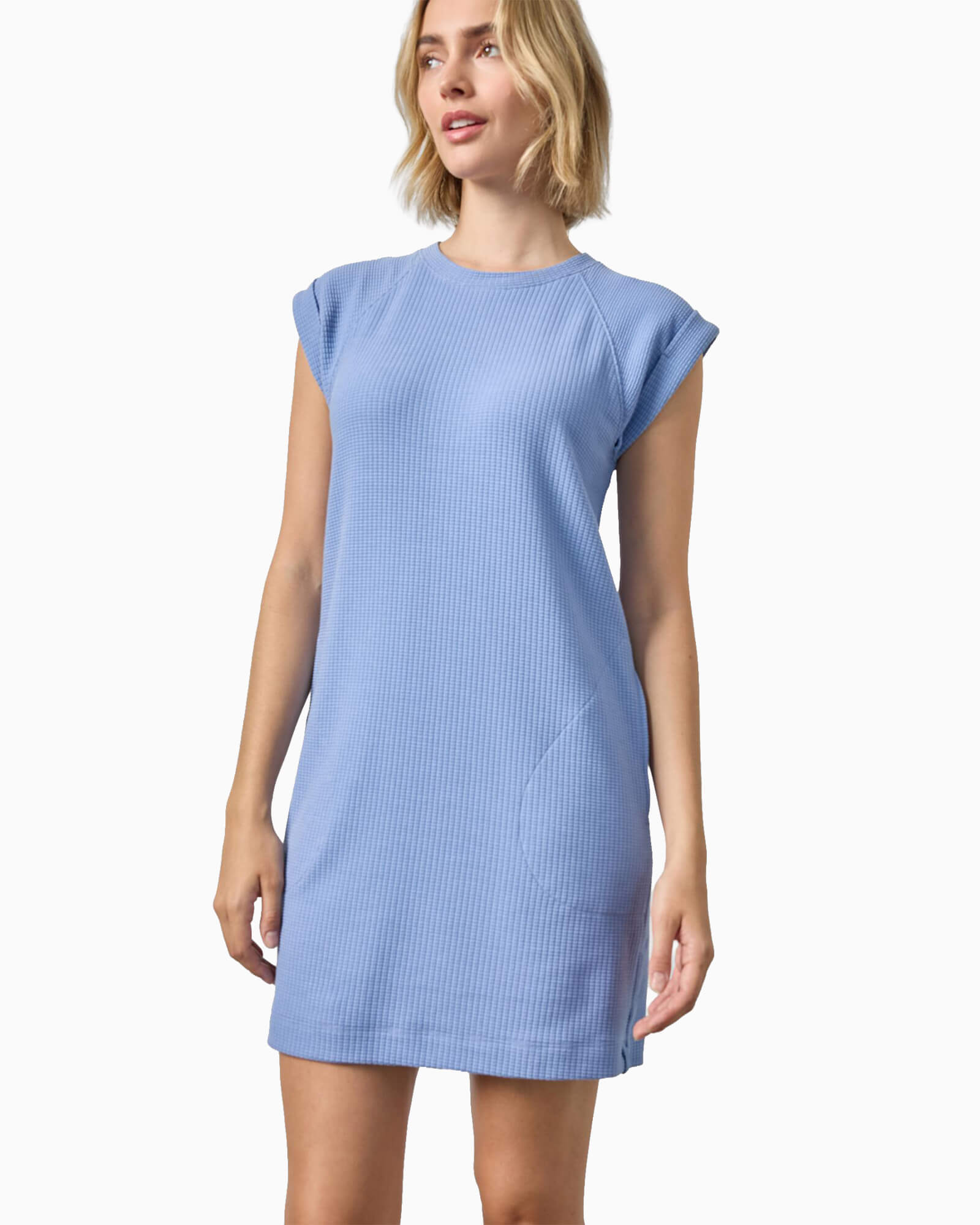 Saddle Sleeve Shift Dress Bluebird