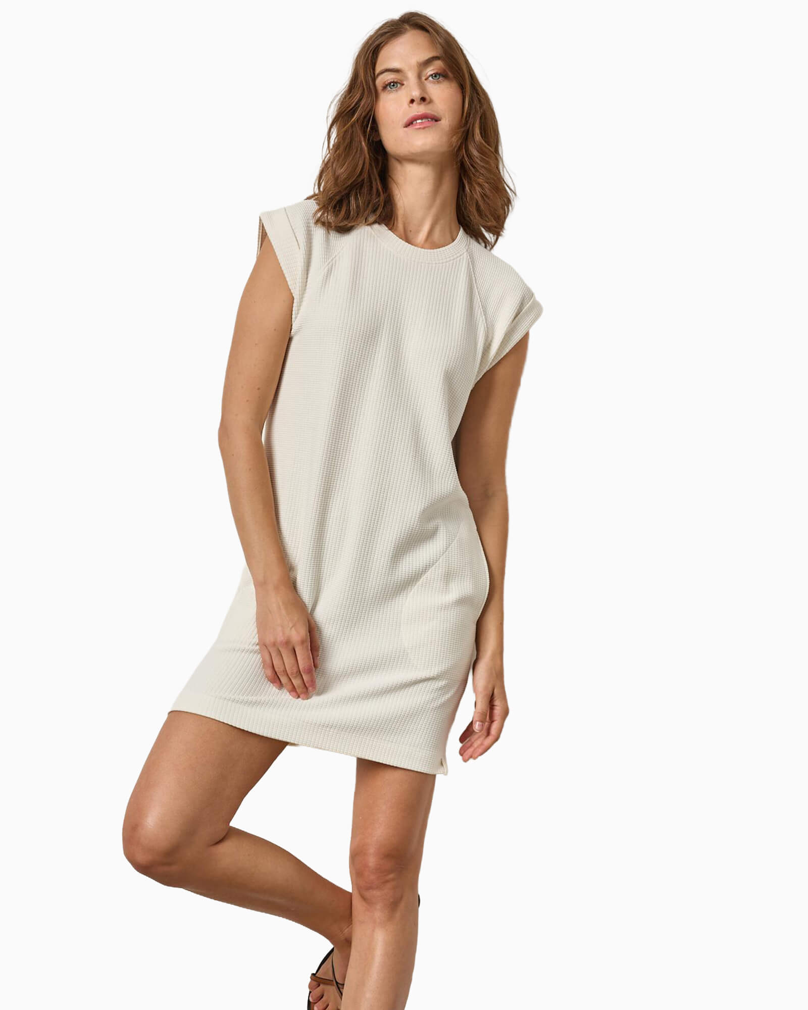 Saddle Sleeve Shift Dress Ecru