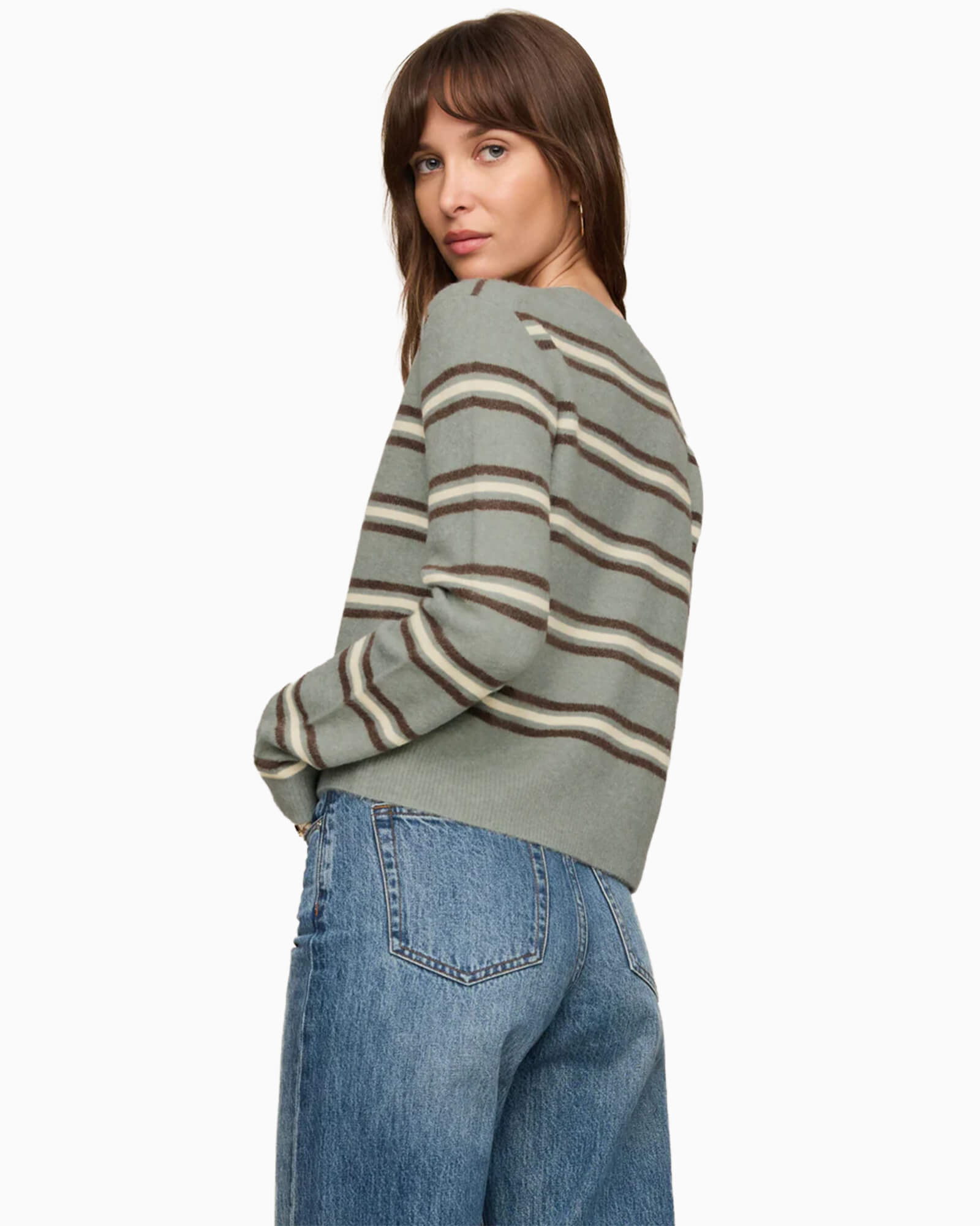 Medina Cozy Stripe Cardigan Aqua Cloud