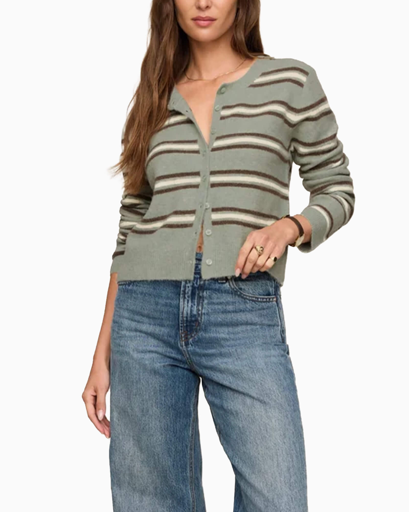 Medina Cozy Stripe Cardigan Aqua Cloud
