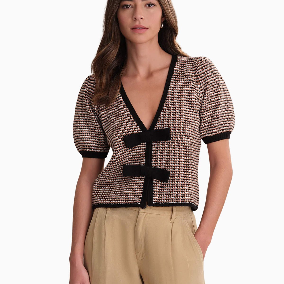 Elaine Puff Sleeve Tie Front Top | Women