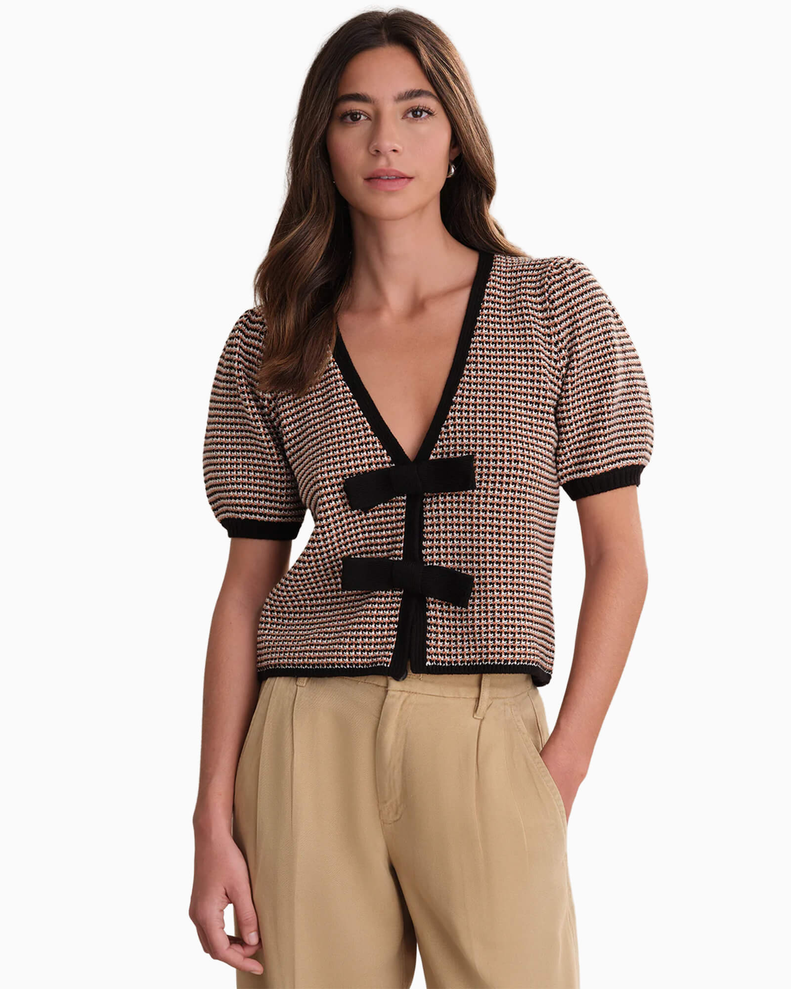 Elaine Puff Sleeve Tie Front Top