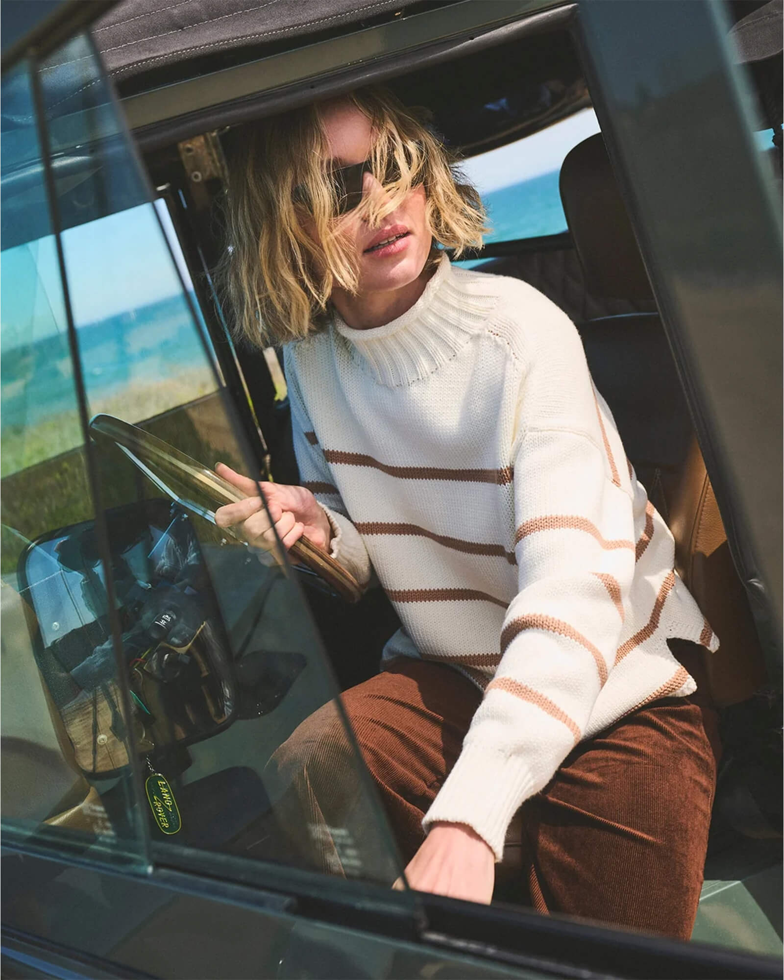 Cornelia Mock Neck Sweater Ivory/Mocha