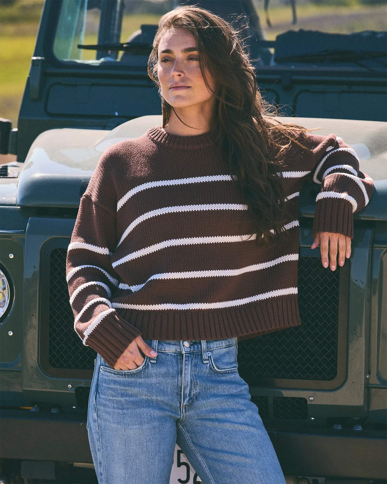 Elena Crew Neck Sweater Warm Brown