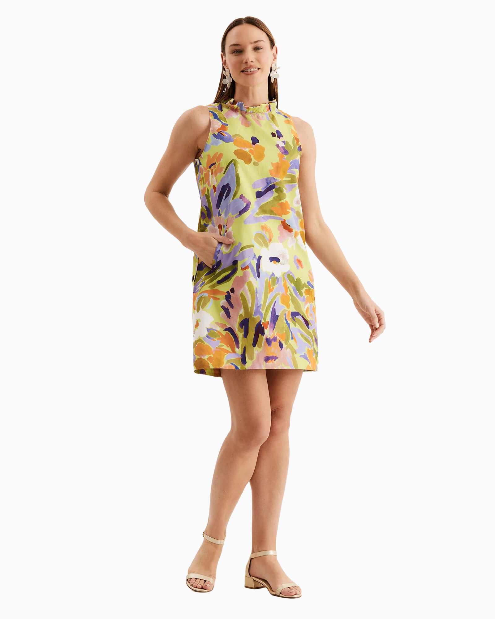 Ella Chartreuse Floral Dress