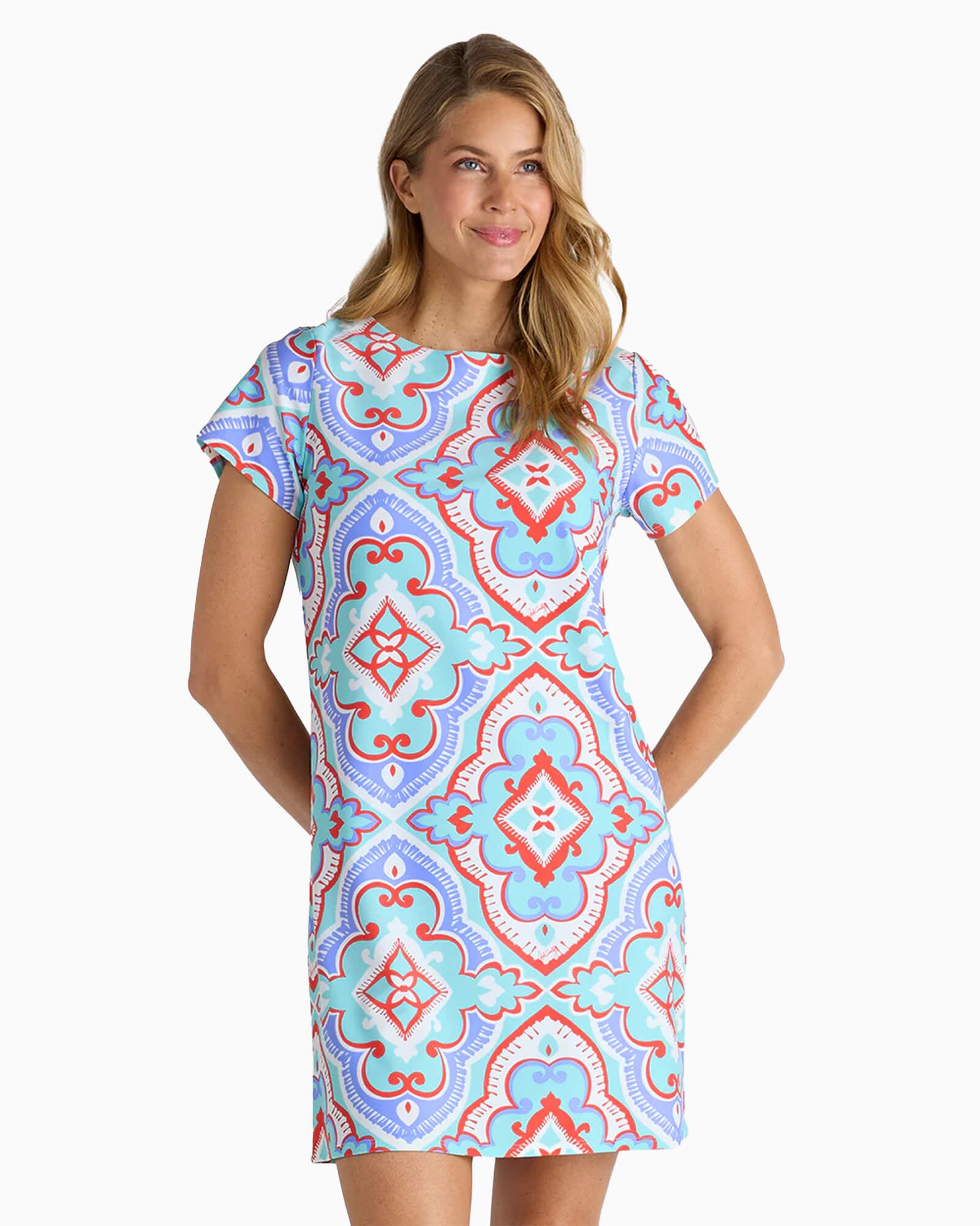 Ella Dress Fez Tile Light Aqua