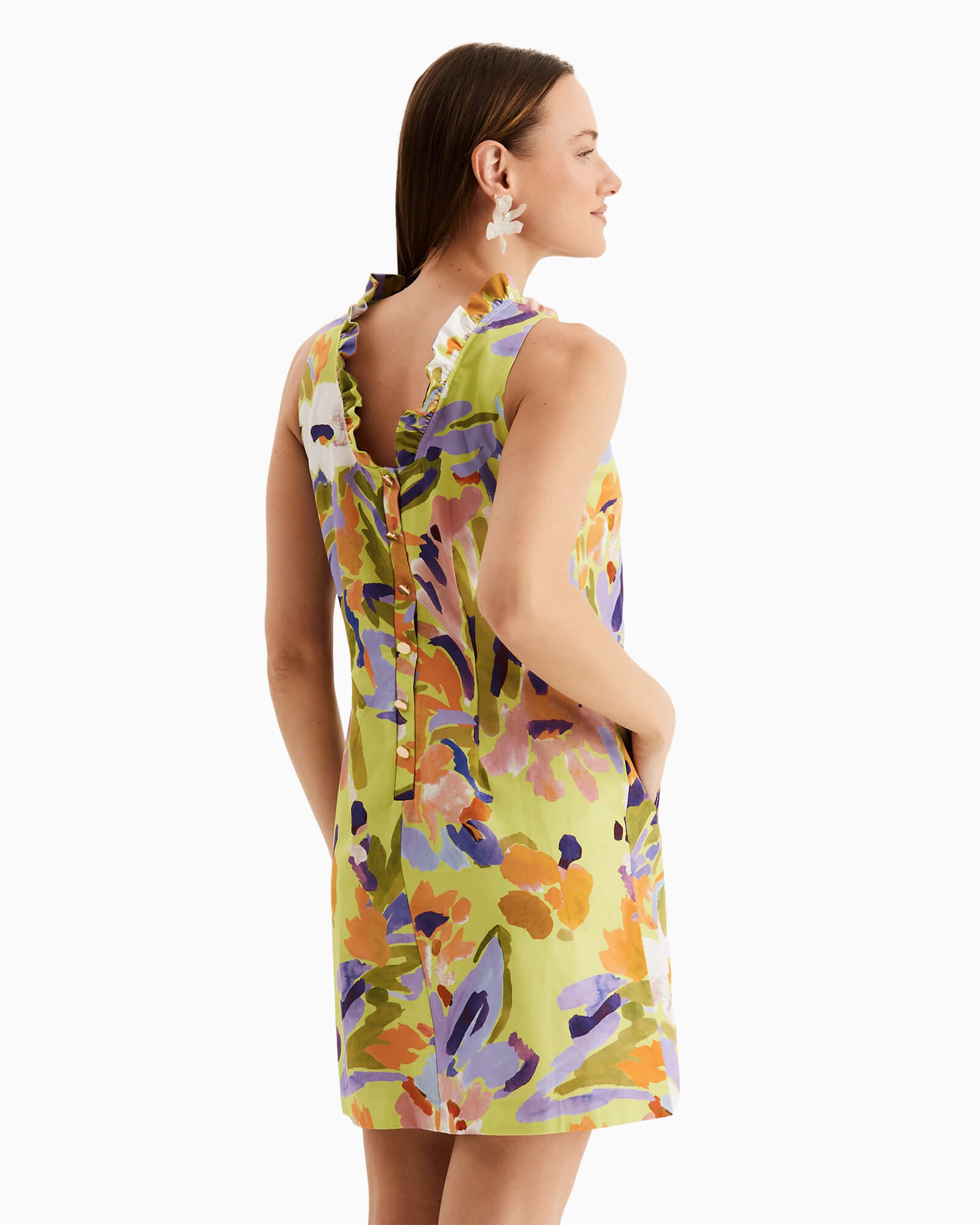 Ella Chartreuse Floral Dress