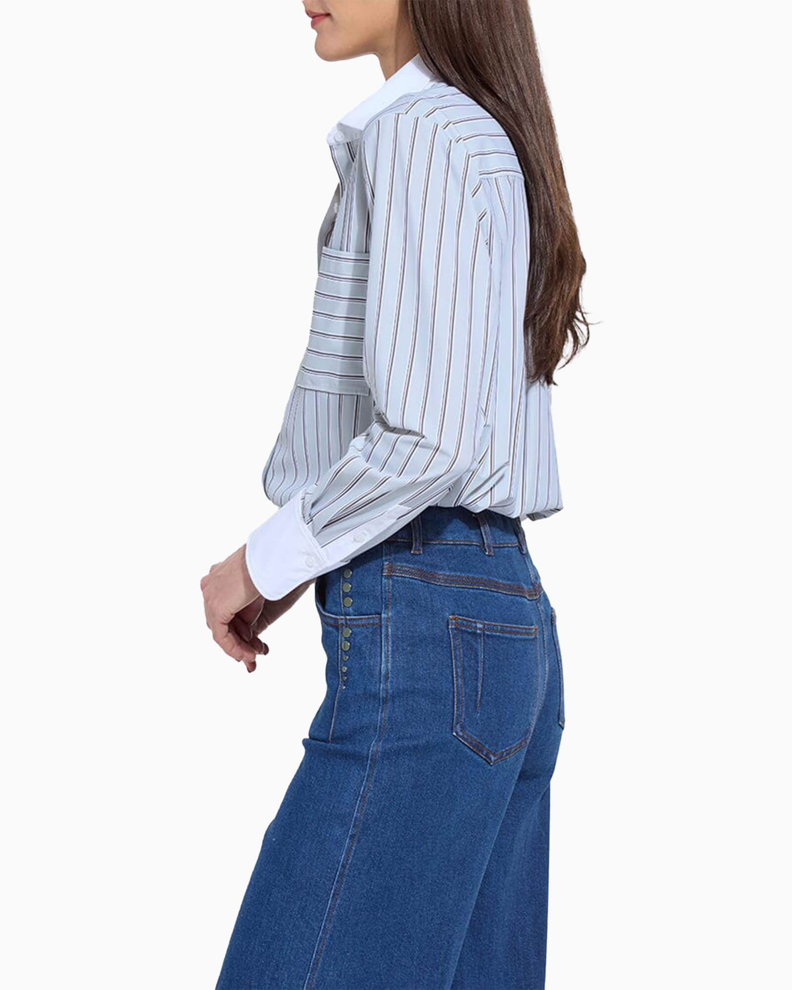 Executive Stripe & White Collar Top