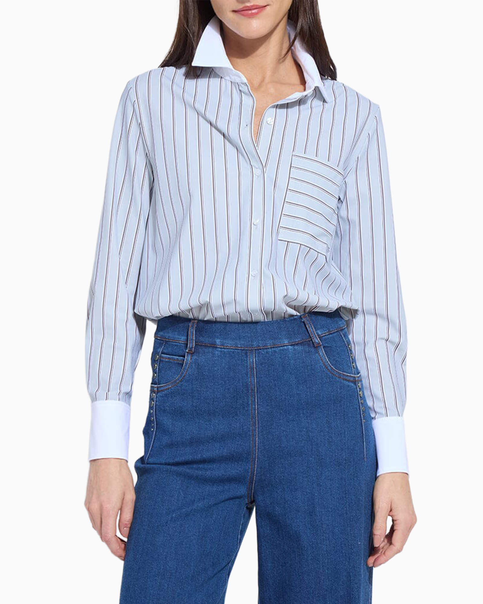 Executive Stripe & White Collar Top