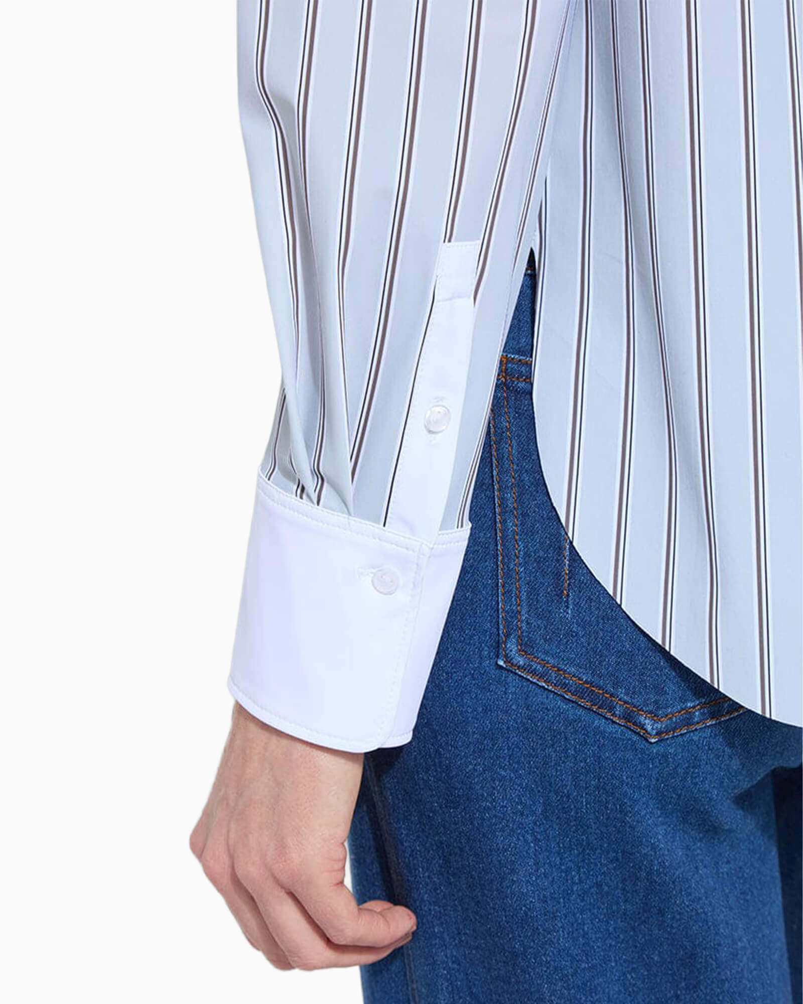 Executive Stripe & White Collar Top
