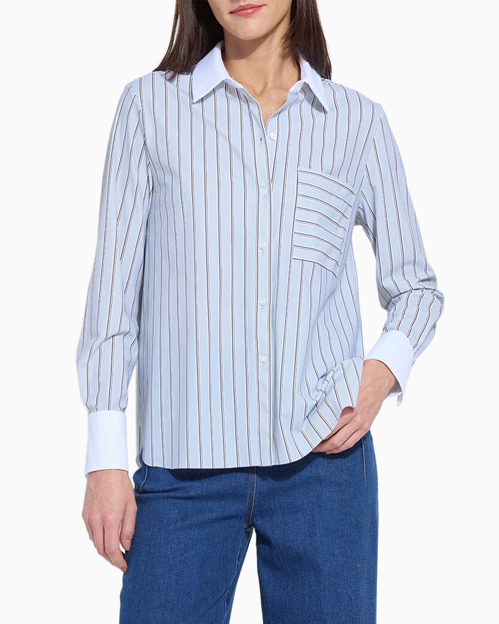 Executive Stripe & White Collar Top
