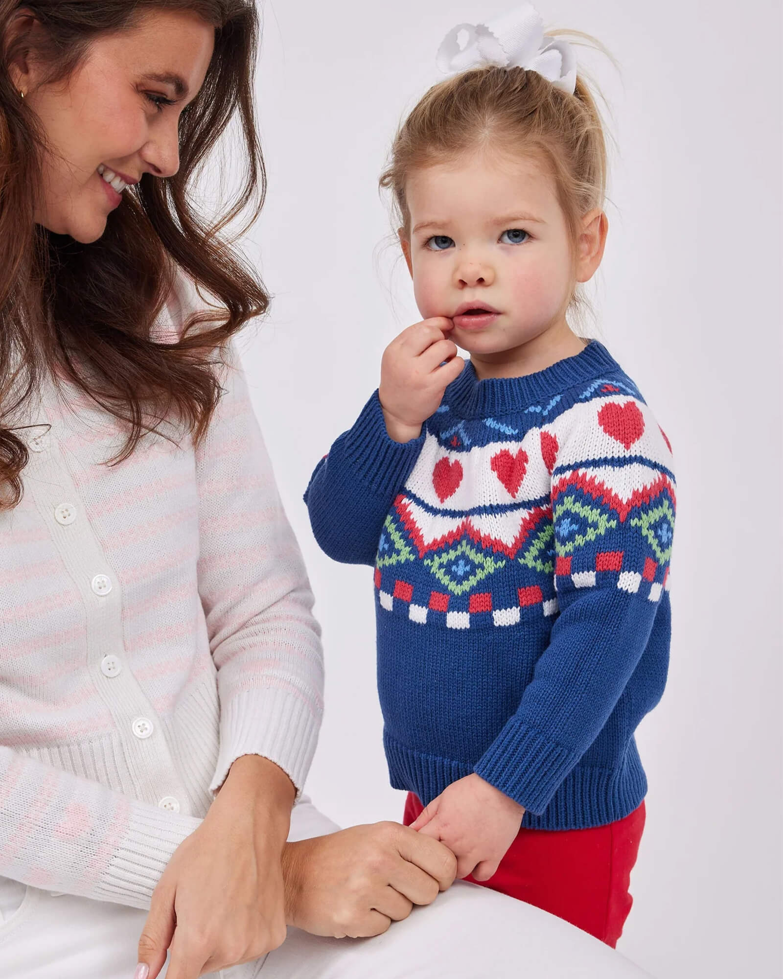 Blue Kids Heart Fair Isle Sweater